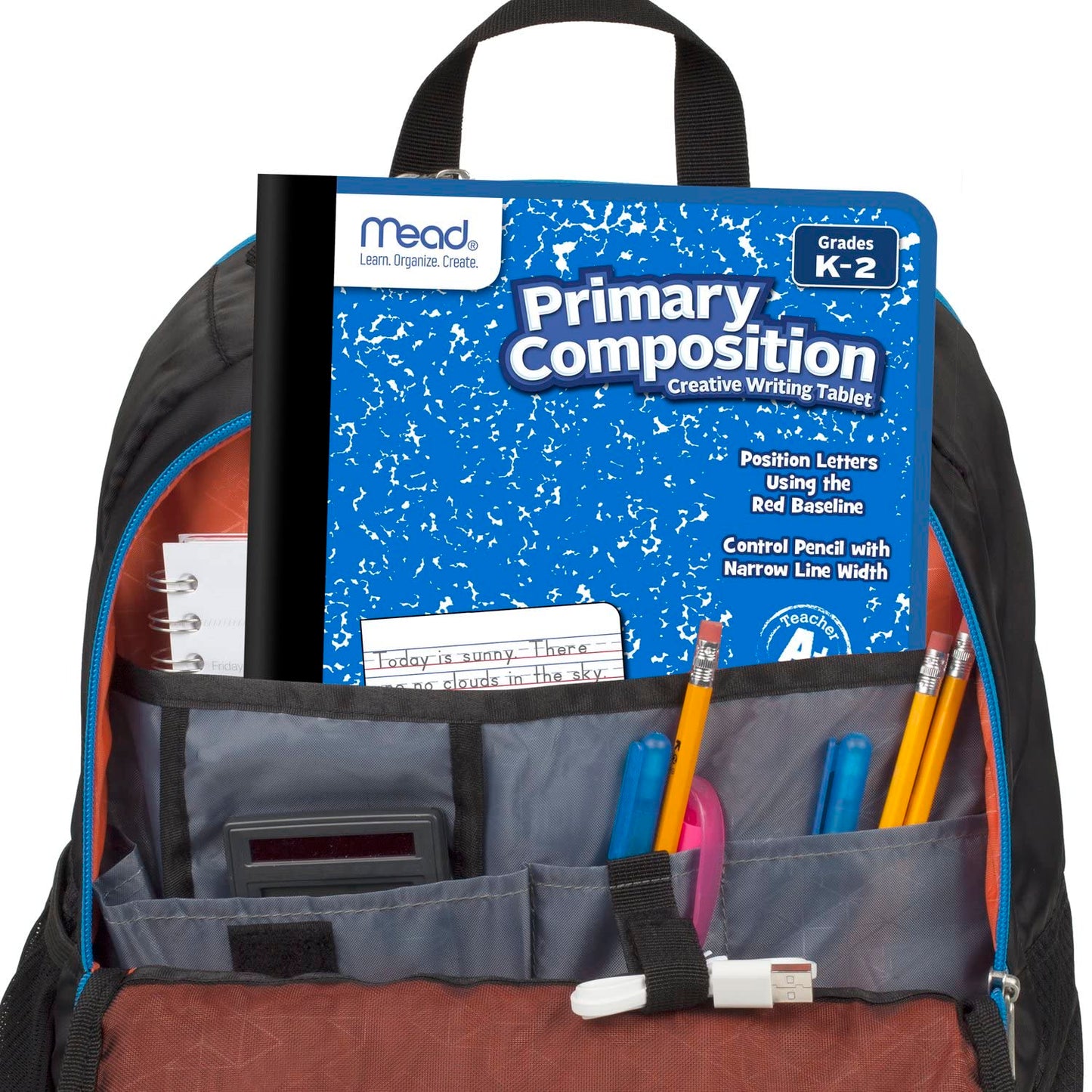 Mead Primary Composition Notebook, Wide Ruled Paper, Grades K-2 Writing Workbook, 9-3/4" x 7-1/2", 100 Sheets, Blue Marble (09902)