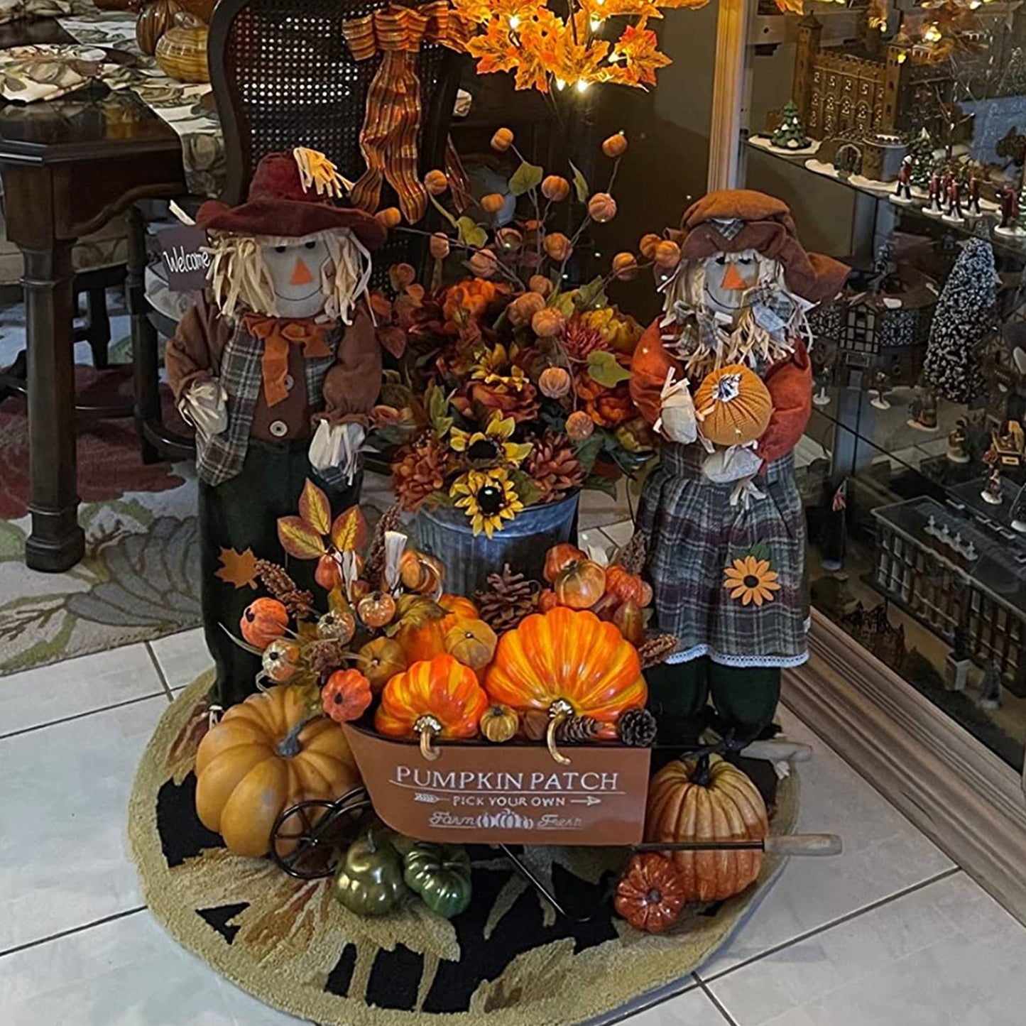 winemana 50pcs Fall Pumpkins Decor Set, Mini Artificial Gourd Fall Leaves Acorns Decorations for Home, Fall Centerpieces for Tables, Thanksgiving Vase Filler, Harvest Farmhouse Table Tiered Tray Set