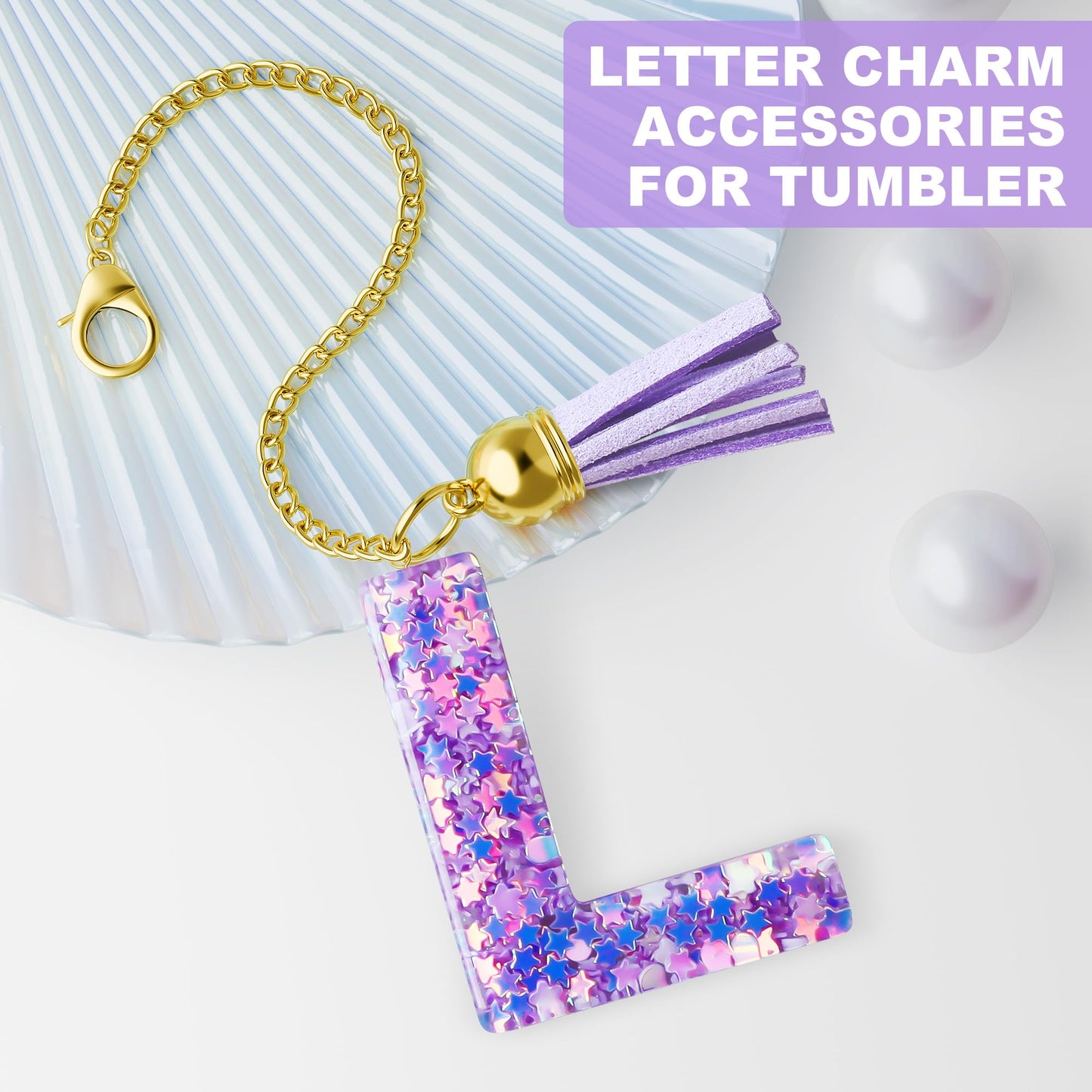 Letter Charm for Stanley Cup, 1PCS Purple Tumbler Accessories Charm for Handle, Initial Charm for Girls Women