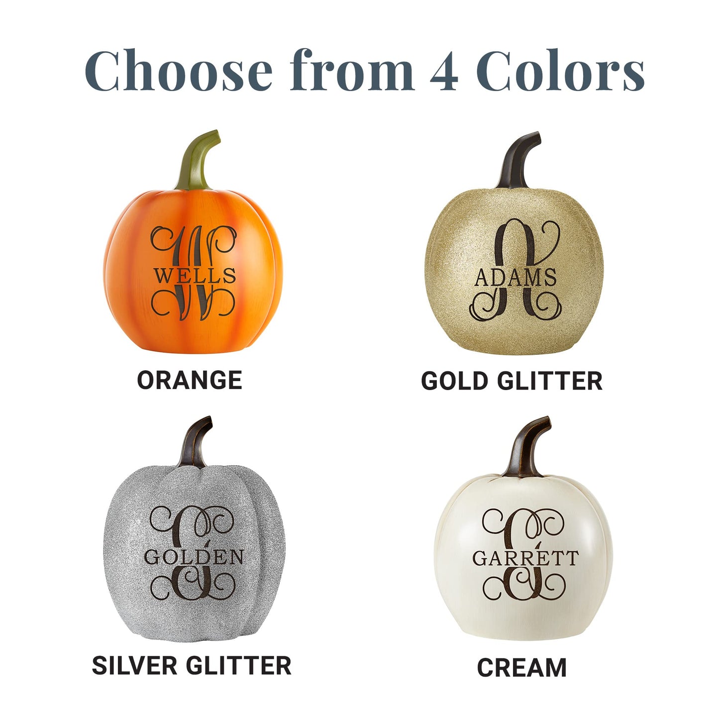 Let's Make Memories Personalized Light Up Pumpkin Decor Outdoor - Your Name & Initial on a Custom Pumpkin - Halloween Fall Decoration - Jack o Lantern - Outside or Inside - Large - Silver Glitter