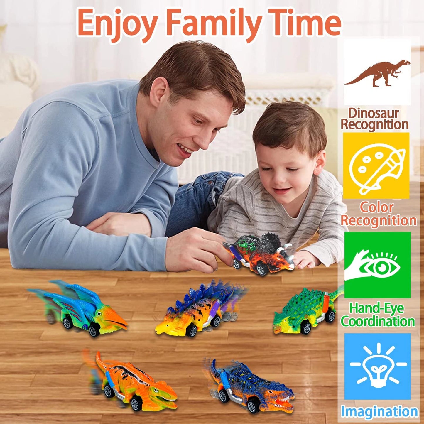 Dinosaur Toys 6 Pcs Pull Back Cars Dinosaur Toys for Kids 3-5 Toddler Boy Toys Age 3 4 5 and Up Dinosaur Car Toys for 3-7 Year Old Boys Girls Dinosaur Games Birthday Easter Gifts for Kids Party Favors