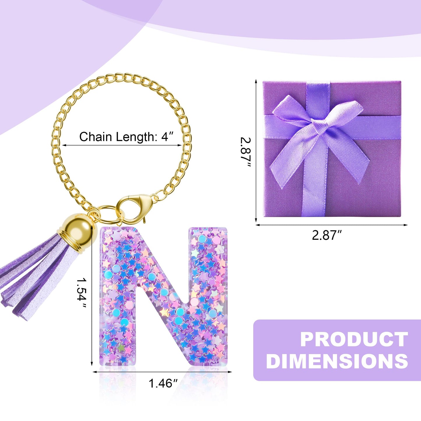 Letter Charm for Stanley Cup, 1PCS Purple Tumbler Accessories Charm for Handle, Initial Charm for Girls Women