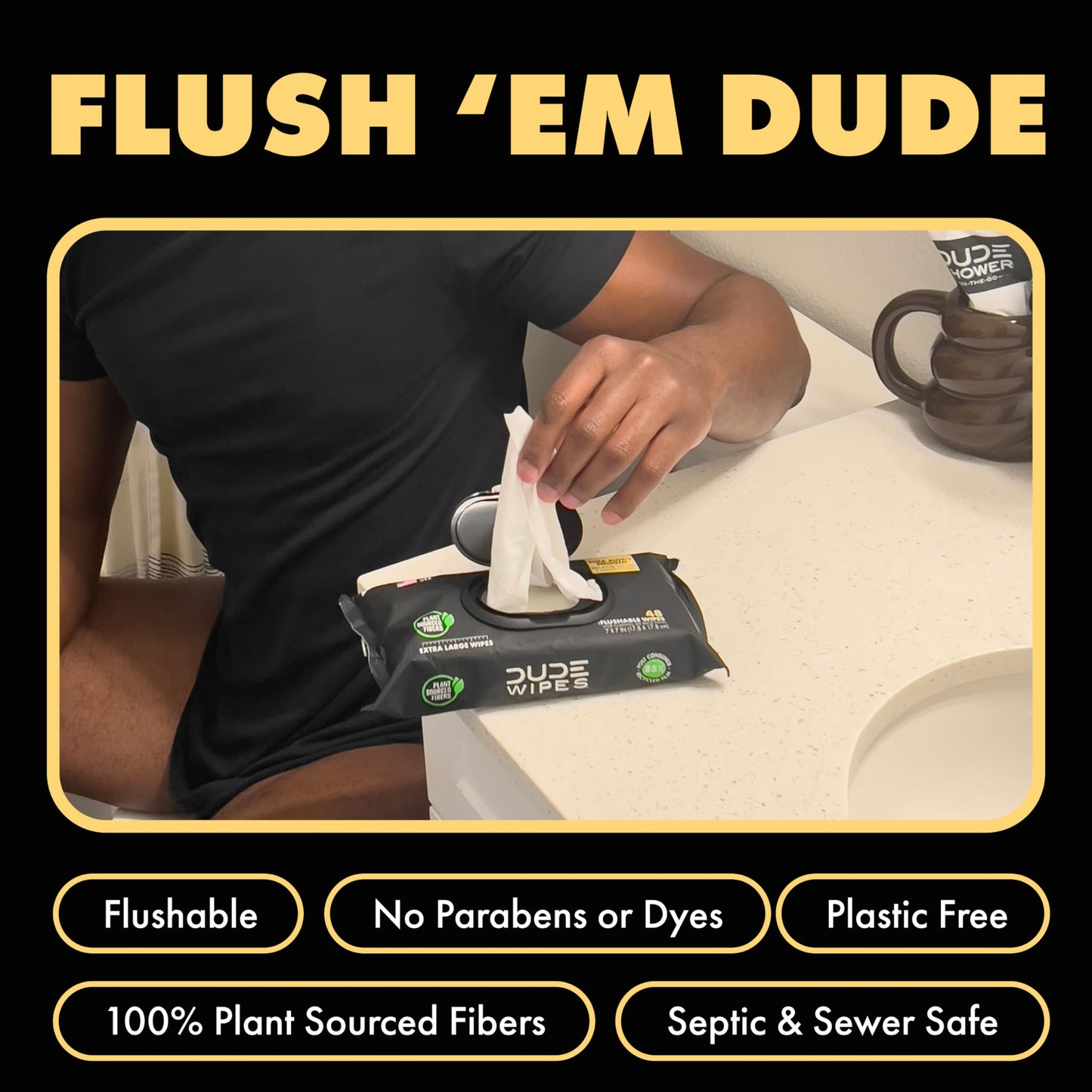 DUDE Wipes - Flushable Wipes - 6 Pack, 288 Wipes - DUMPkin Spice with Clove, Nutmeg, and Other Fall Pumpkin Spice Scents - Septic and Sewer Safe Butt Wipes For Adults, Extra Large