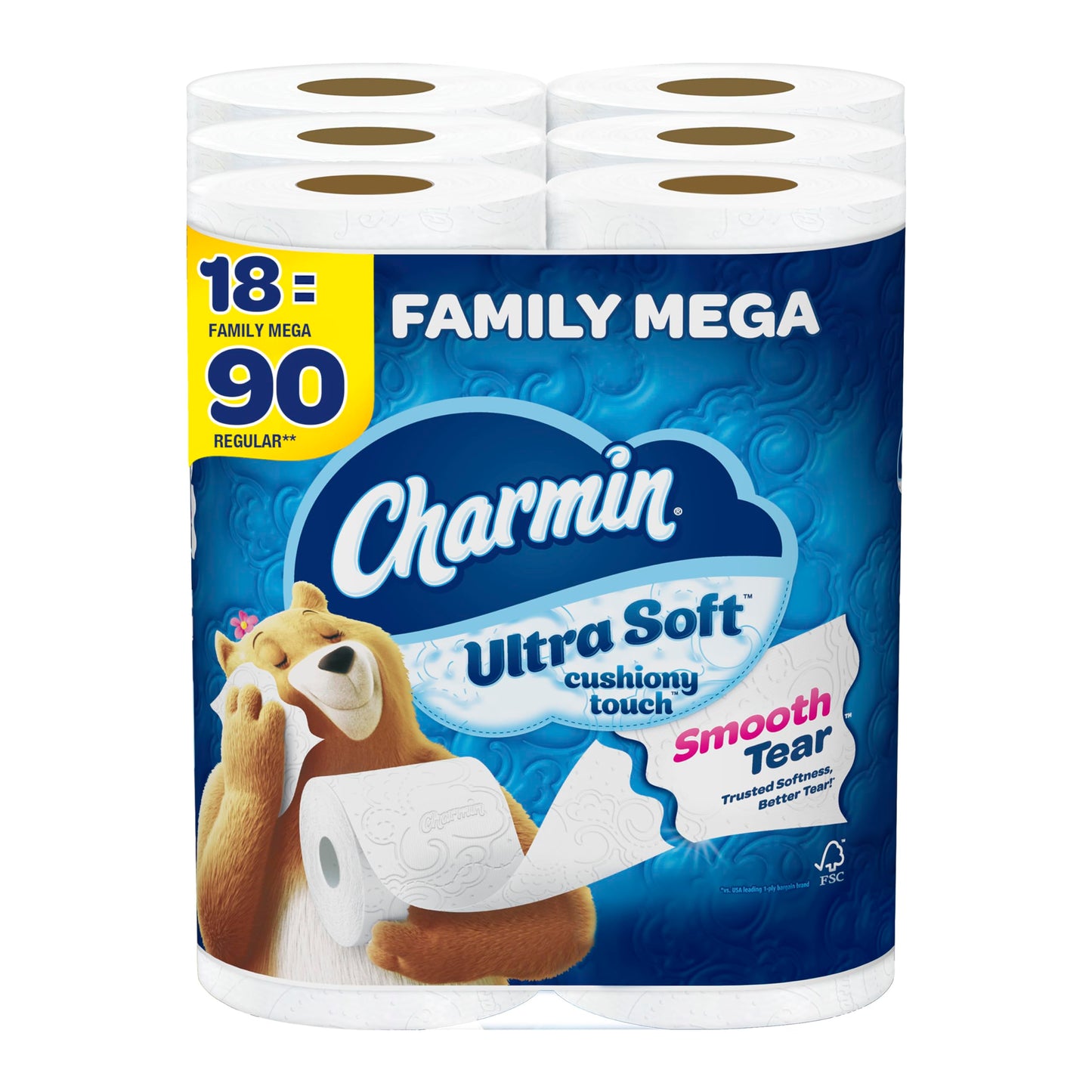 Charmin Ultra Soft Cushiony Touch Toilet Paper, 24 Family Mega Rolls = 123 Regular Rolls