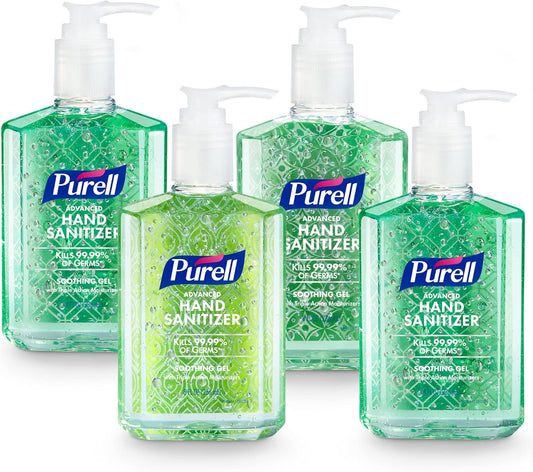 PURELL Advanced Hand Sanitizer Soothing Gel, Fresh Scent, 8 fl oz Pump Bottle (Pack of 4), 9674-06-ECDECO