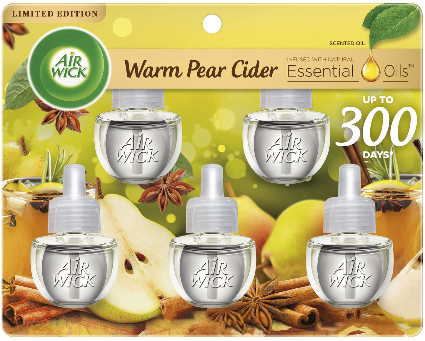 Air Wick Plug in Scented Oil Refill, 5 ct, Pumpkin Spice, Air Freshener, Essential Oils, Fall Scent, Fall Decor