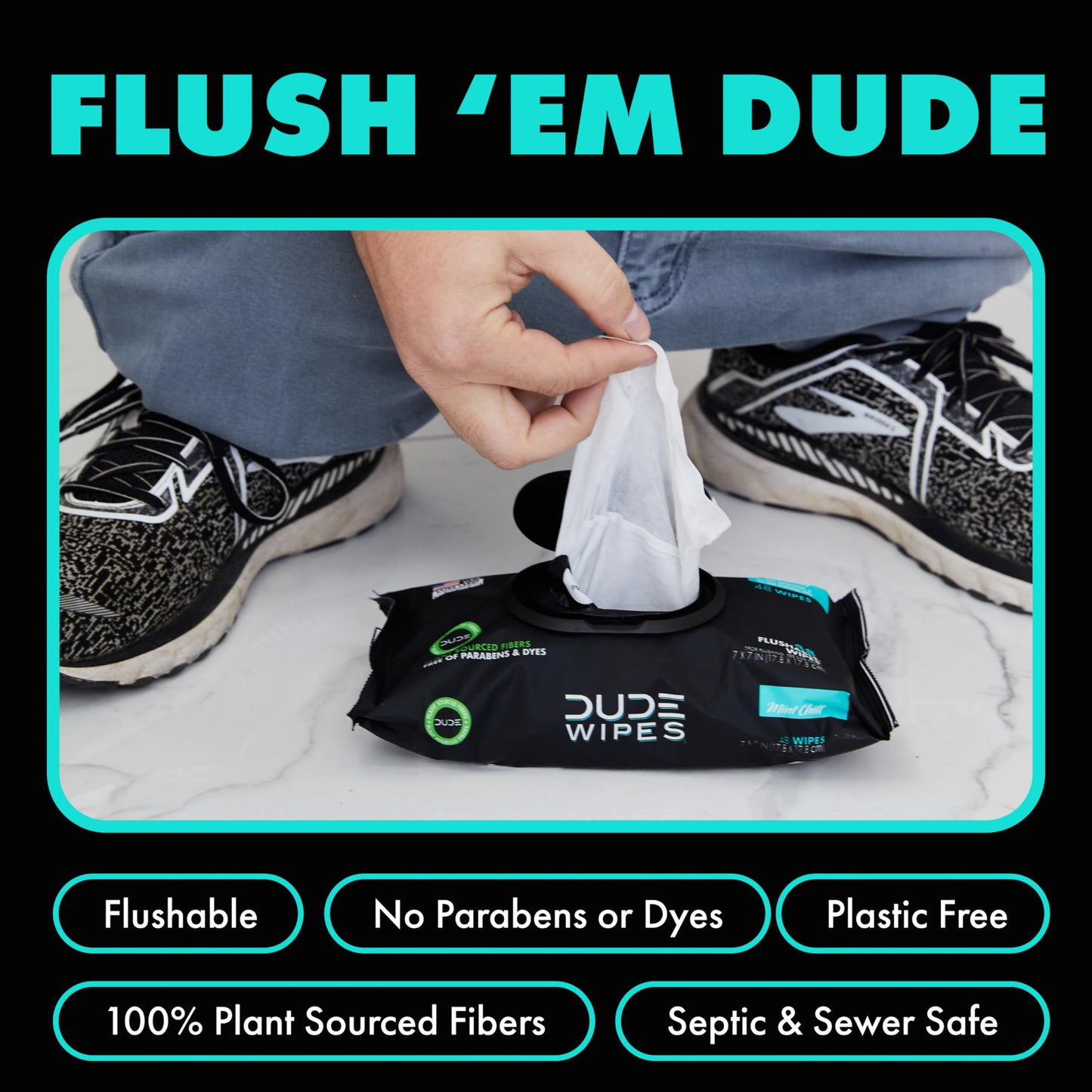 DUDE Wipes - Flushable Wipes - 6 Pack, 288 Wipes - DUMPkin Spice with Clove, Nutmeg, and Other Fall Pumpkin Spice Scents - Septic and Sewer Safe Butt Wipes For Adults, Extra Large