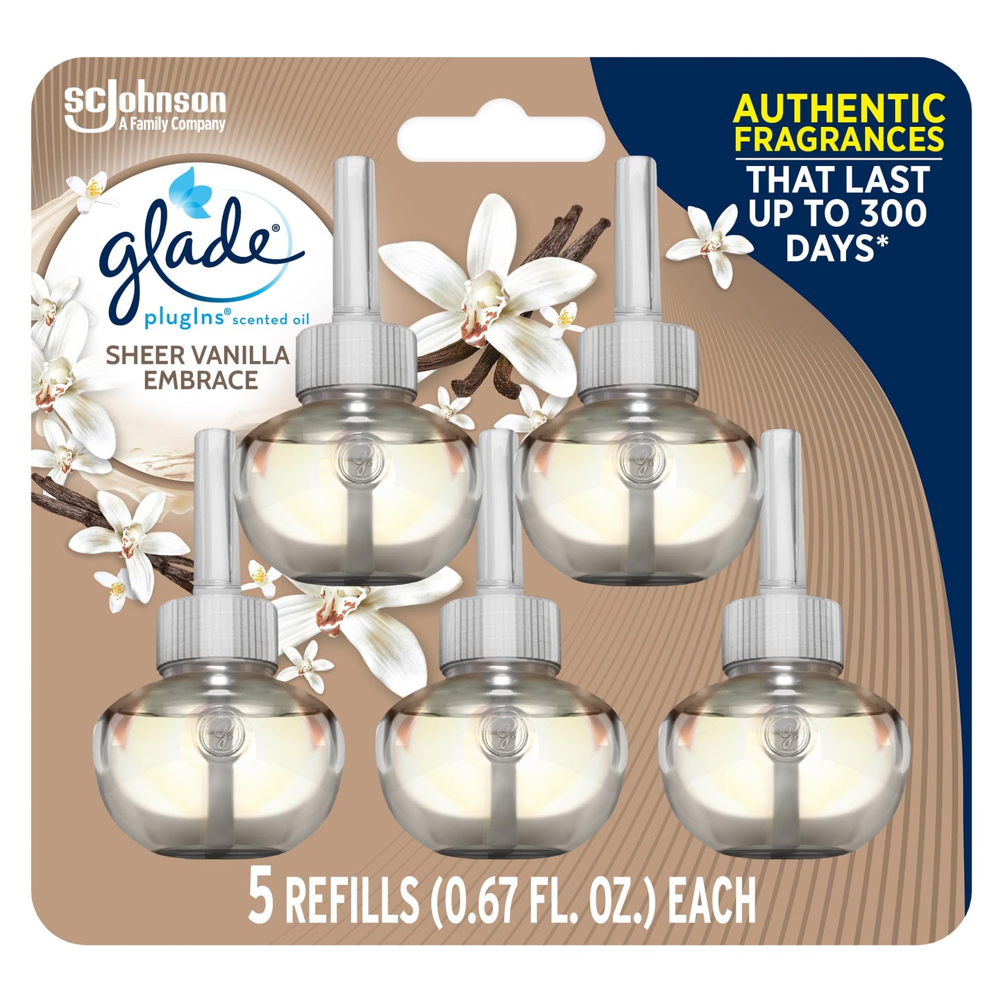 Glade PlugIns Refills Air Freshener, Scented and Essential Oils for Home and Bathroom, Apple Cinnamon, 3.35 Fl Oz, 5 Count