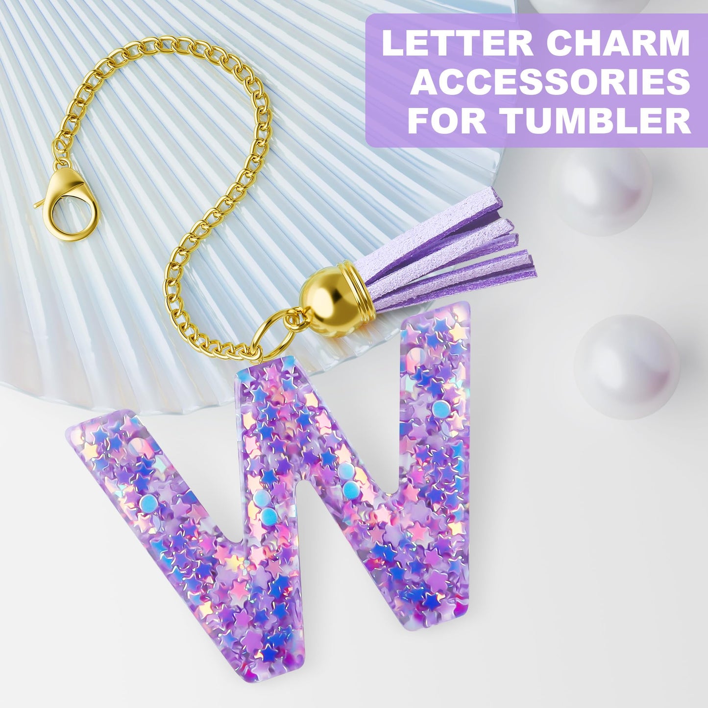 Letter Charm for Stanley Cup, 1PCS Purple Tumbler Accessories Charm for Handle, Initial Charm for Girls Women