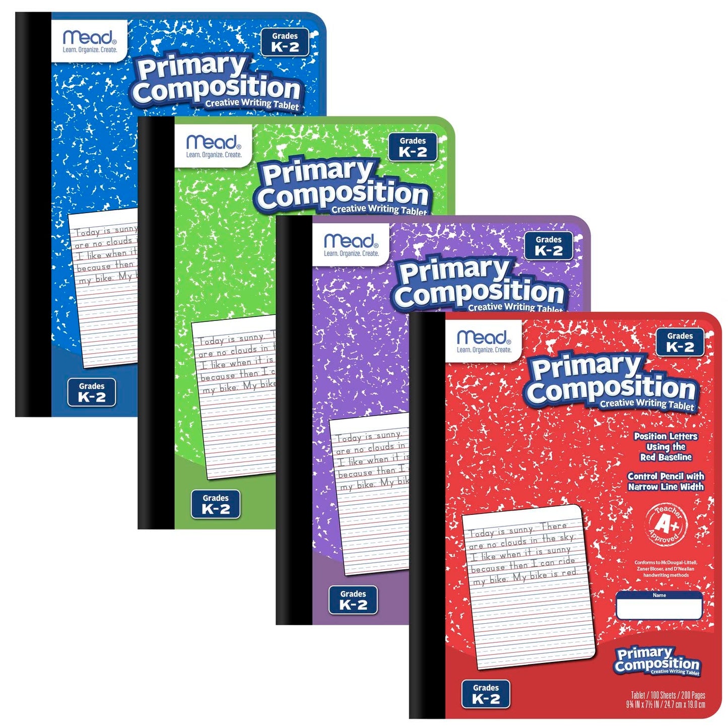 Mead Primary Composition Notebook, Wide Ruled Paper, Grades K-2 Writing Workbook, 9-3/4" x 7-1/2", 100 Sheets, Blue Marble (09902)