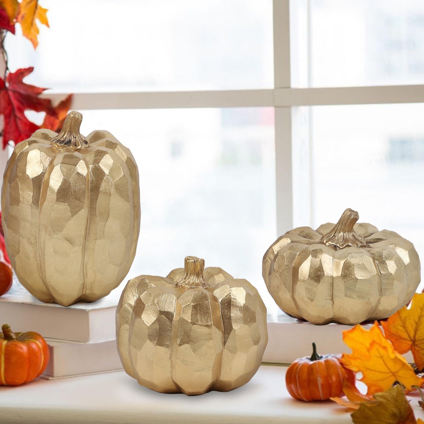 winemana 50pcs Fall Pumpkins Decor Set, Mini Artificial Gourd Fall Leaves Acorns Decorations for Home, Fall Centerpieces for Tables, Thanksgiving Vase Filler, Harvest Farmhouse Table Tiered Tray Set