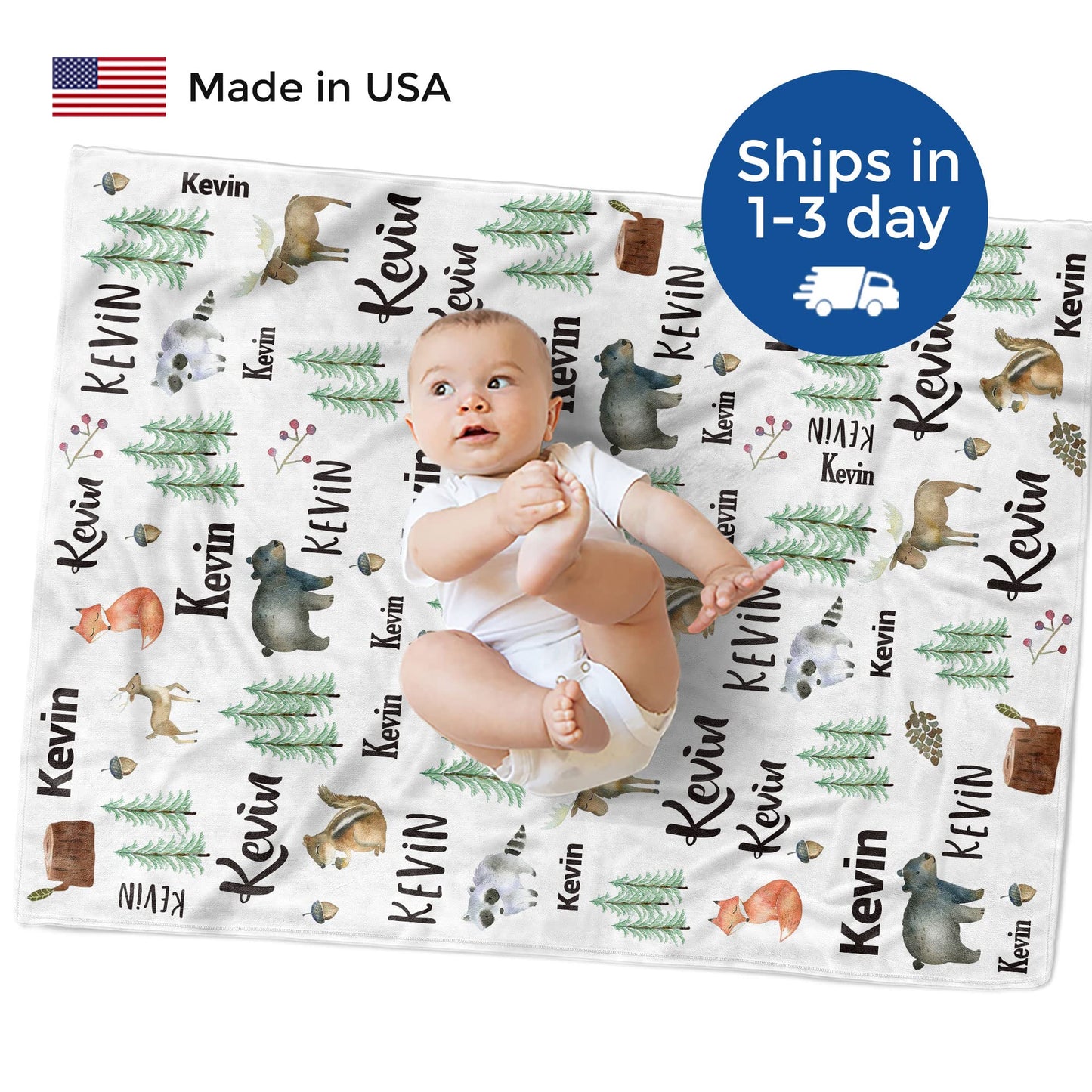 MDPrints Dinosaur Personalized Baby Blankets for Boys, Personalized Baby Gifts with Name, Customized Baby Blanket, Newborn Boy Gift, Soft Fleece