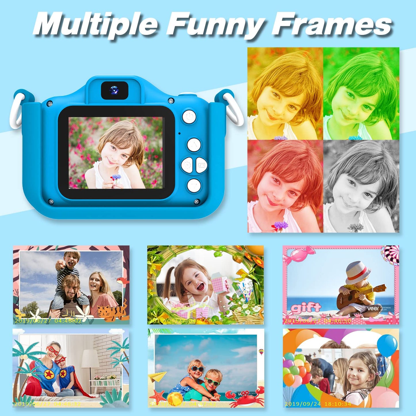 Goopow Kids Camera Toys for 3-8 Year Old Girls Boys,Children Digital Video Camcorder Camera with Cartoon Soft Silicone Cover, Best Chritmas Birthday Festival Gift for Kids - 32G SD Card Included