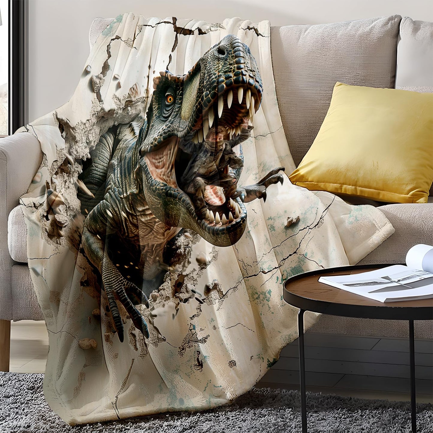 Dinosaur Blanket for Boys Kids 350GSM Soft Flannel Blanket for Boys Children's Toys are Suitable for Beds, Sofas, Outdoor Camping and School Lunch Break 50 * 60in