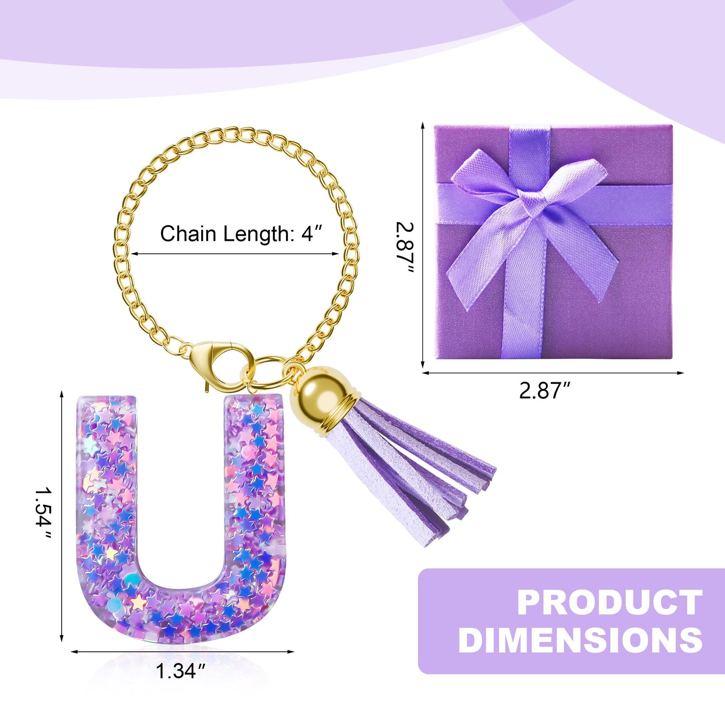 Letter Charm for Stanley Cup, 1PCS Purple Tumbler Accessories Charm for Handle, Initial Charm for Girls Women