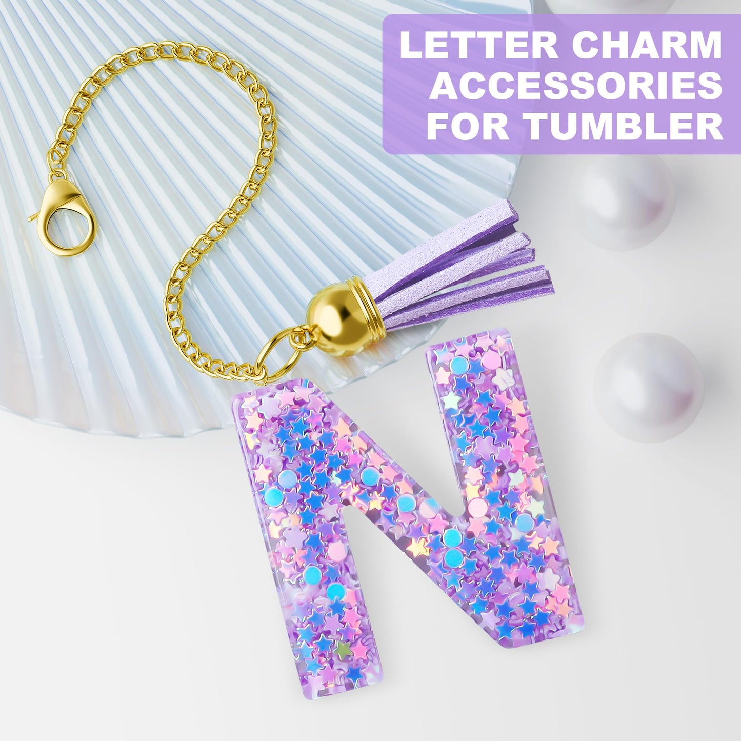 Letter Charm for Stanley Cup, 1PCS Purple Tumbler Accessories Charm for Handle, Initial Charm for Girls Women