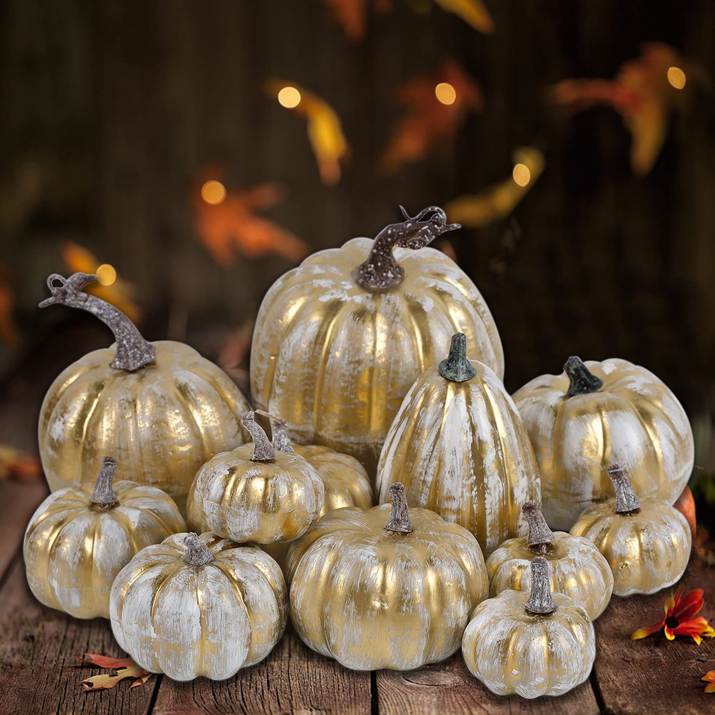 winemana 50pcs Fall Pumpkins Decor Set, Mini Artificial Gourd Fall Leaves Acorns Decorations for Home, Fall Centerpieces for Tables, Thanksgiving Vase Filler, Harvest Farmhouse Table Tiered Tray Set