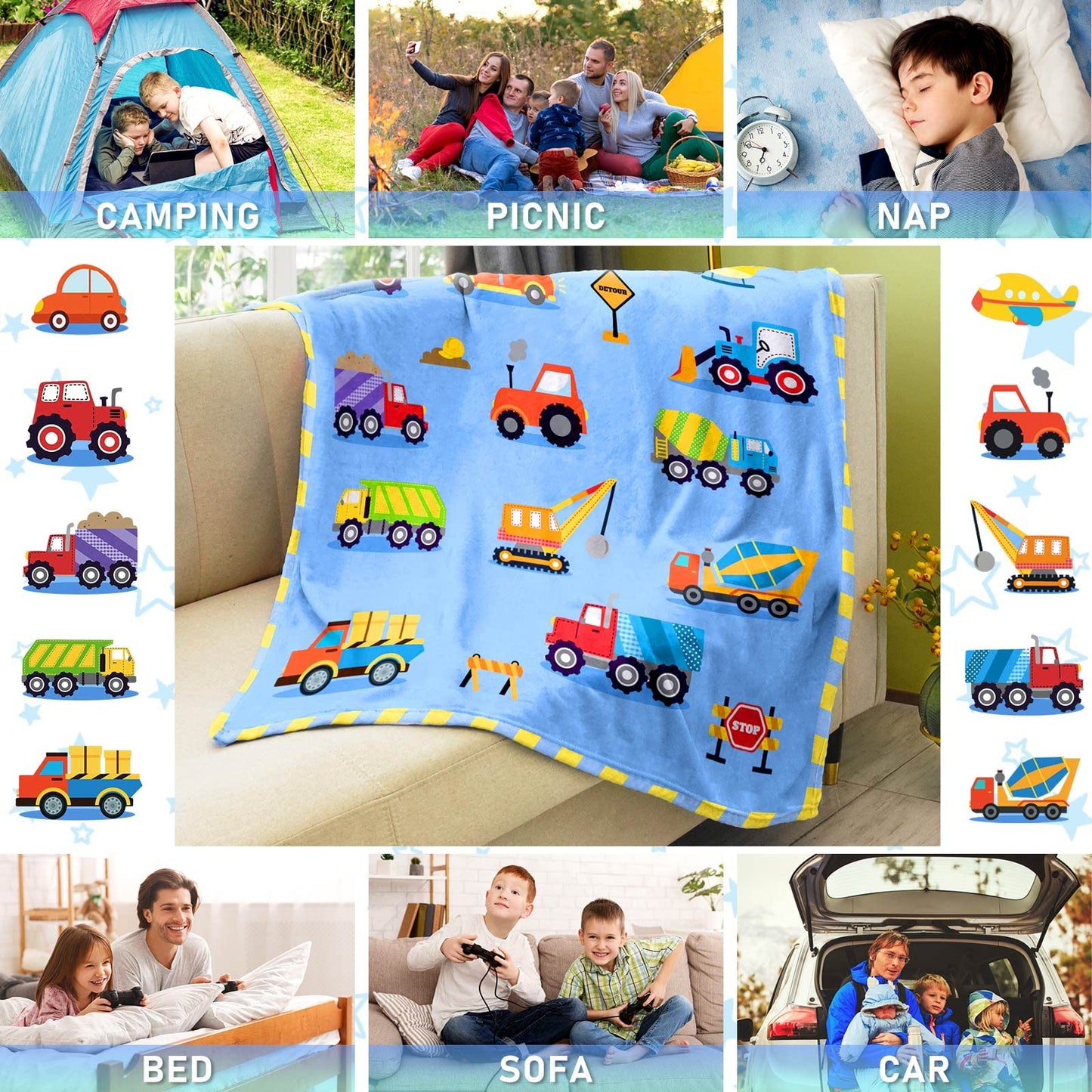 BOOPBEEP Kids Dinosaur Blanket for Boys Girls Room Decor Personalized Cute Toddler Throw Blanket Chiristmas Dinasour Birthday Year Old Gifts Toys 40x50