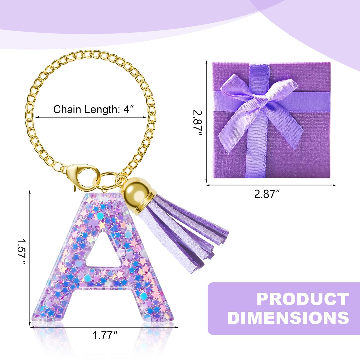 Letter Charm for Stanley Cup, 1PCS Purple Tumbler Accessories Charm for Handle, Initial Charm for Girls Women