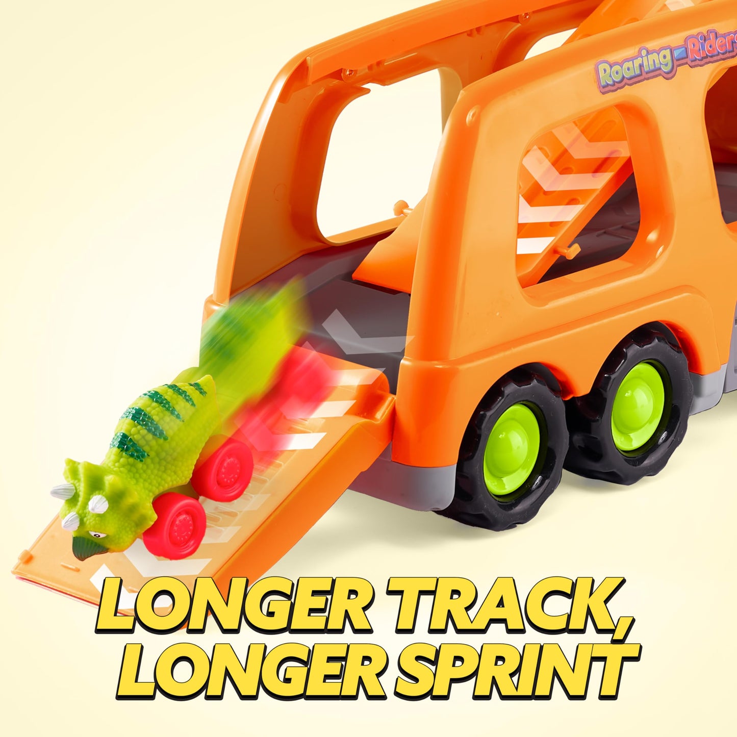 JOYIN Dinosaur Truck Toys for Kids, Kids Toys Boys Age 3 4 5, Dinosaur Car Carrier Truck Toy with 6 Rubber Car Vehicles, Toddler Birthday Gifts with Music & Lights for 3 4 5 Year Old Boys