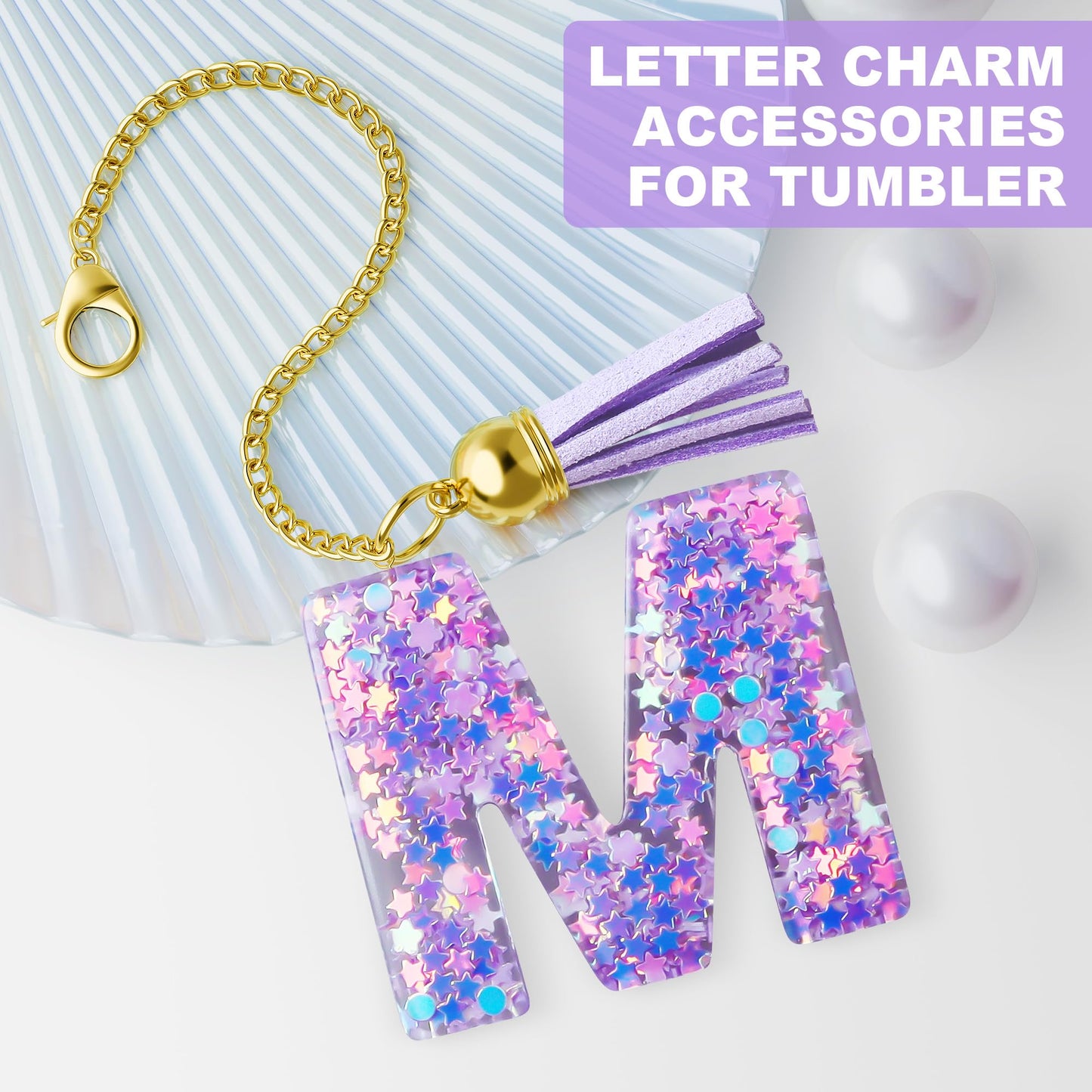 Letter Charm for Stanley Cup, 1PCS Purple Tumbler Accessories Charm for Handle, Initial Charm for Girls Women