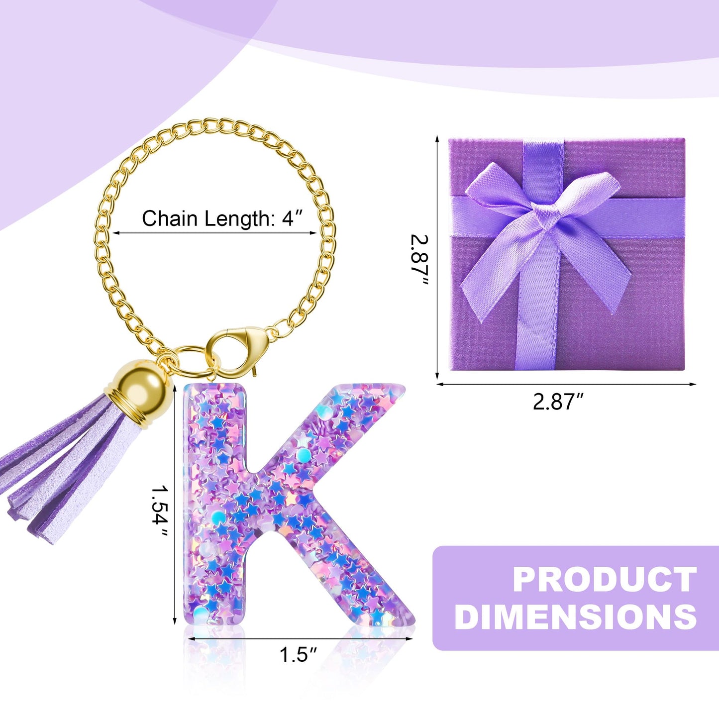 Letter Charm for Stanley Cup, 1PCS Purple Tumbler Accessories Charm for Handle, Initial Charm for Girls Women