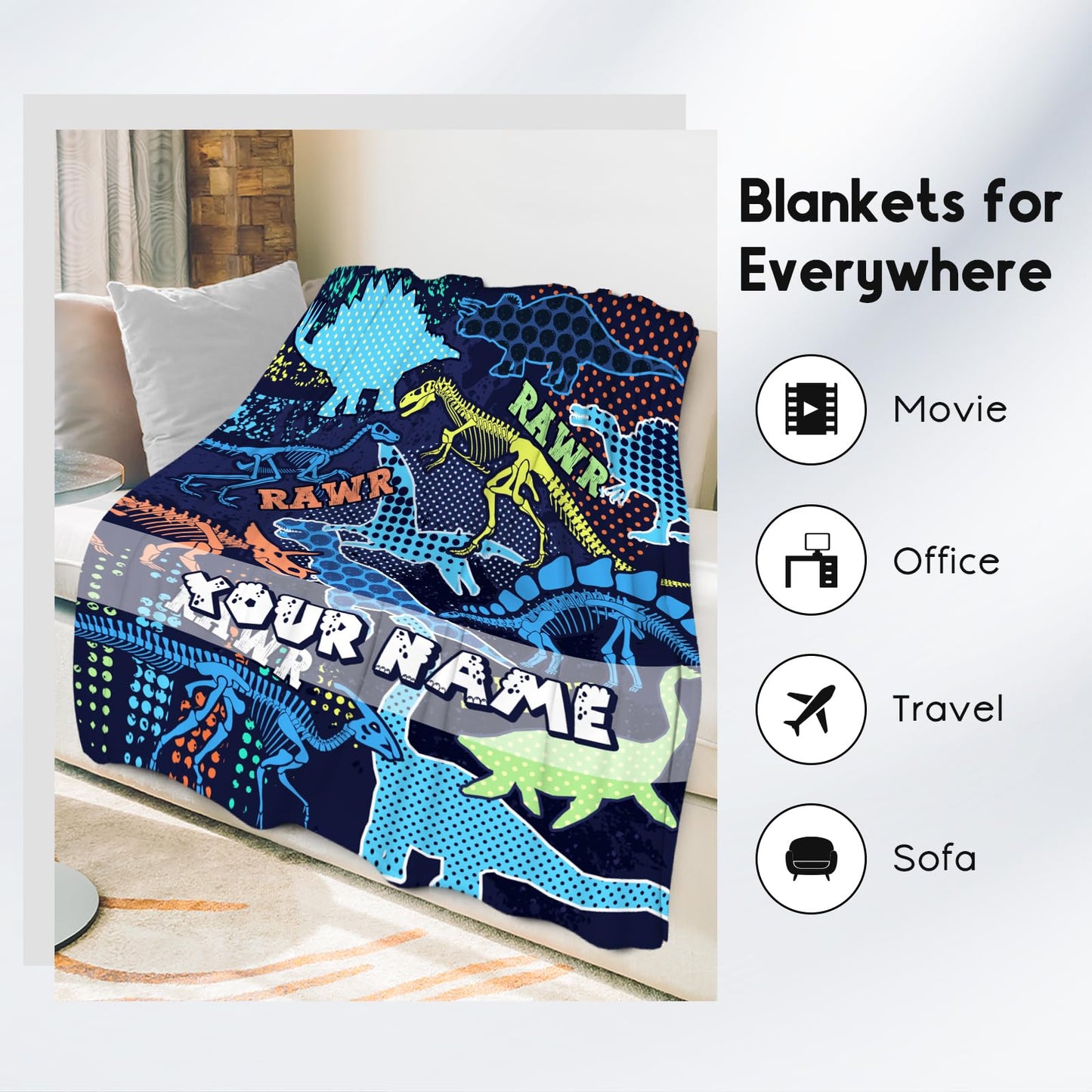 Kids Throw Blankets for Boys Girls, Dinosaur Blanket for Boys, Soft Fuzzy Flannel Throw Blanket Dinosaur Gifts Ideal, 40"x50" Toddler Blankets for Boys Dinosaur Room Decor