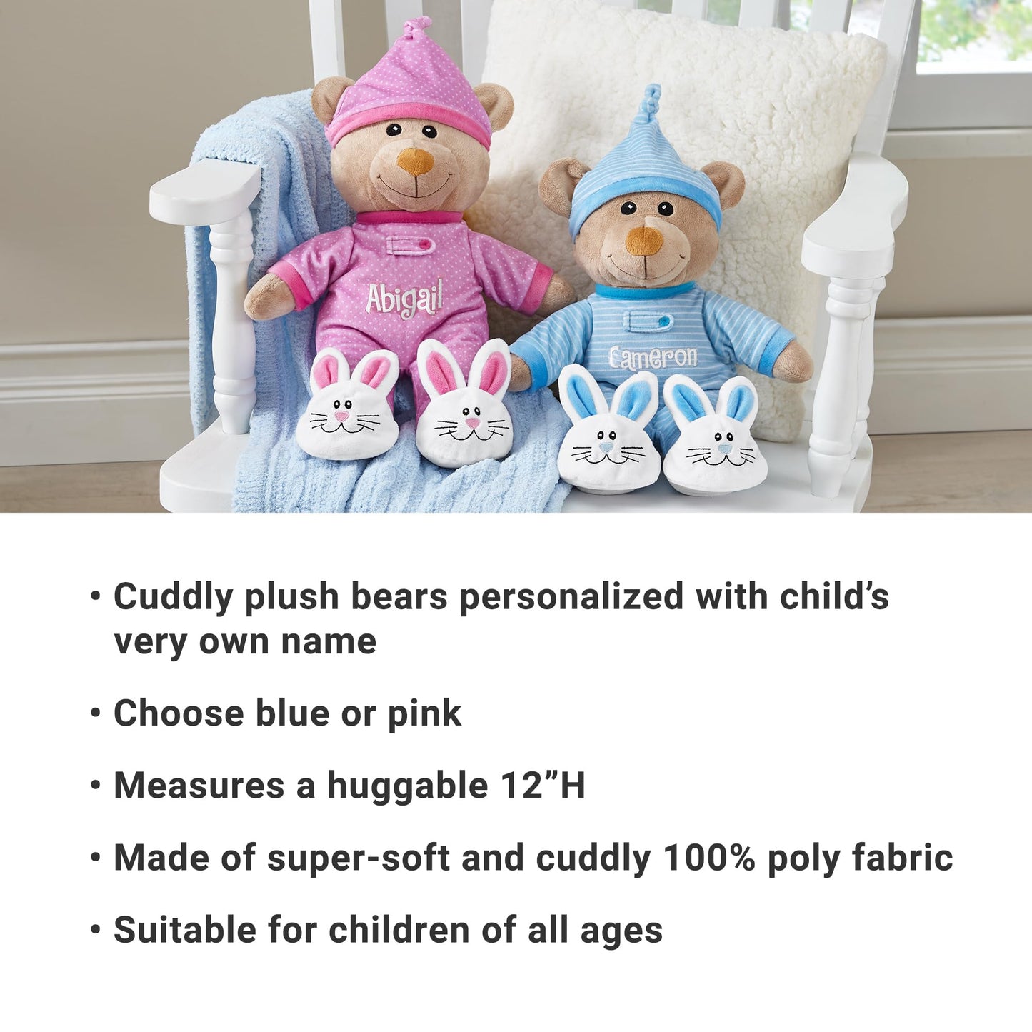 Let's Make Memories Personalized Pajama Bear - Stuffed Animal - Teddy Bear - Newborn - Baby - Kids - Blue