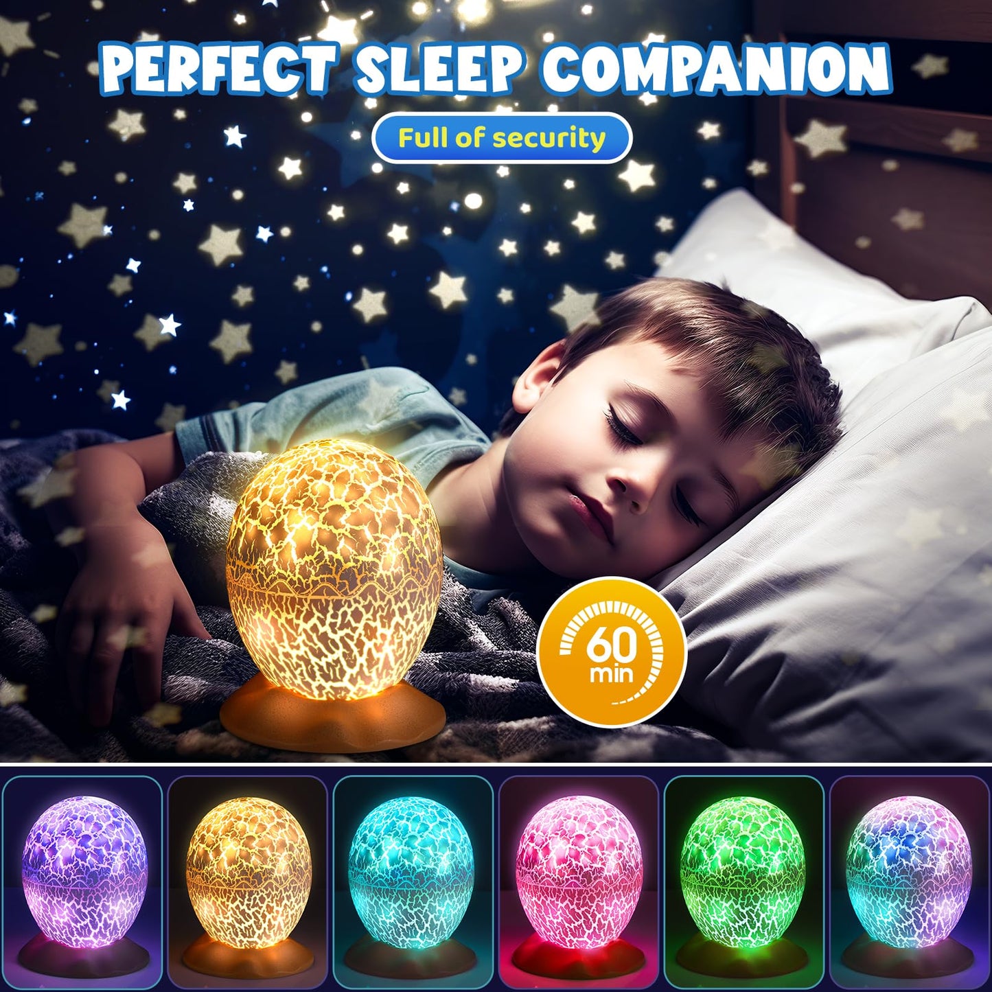 Dinosaur Toys for Kids Age 3-12: Wired Dinosaurs Egg Night Light Gifts for Boys 4 5 6 7 8 9 Year Old 2-in-1 Dino & Star Projector with 360° Rotation Timer for Boy Ages 3-5 Birthday Easter Gifts Decor