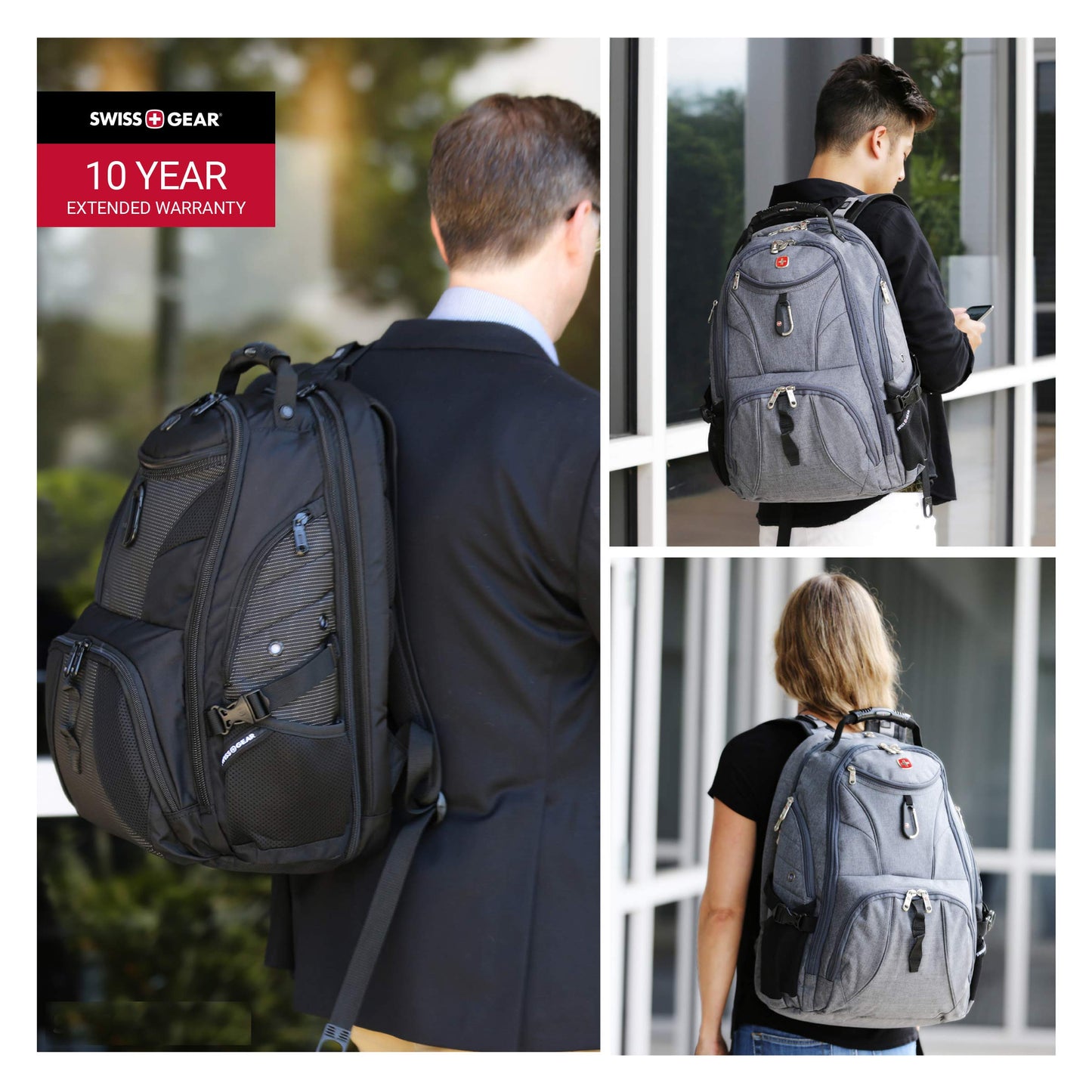 SwissGear 1900 Scansmart TSA 17-Inch Laptop Backpack, Gray/Black