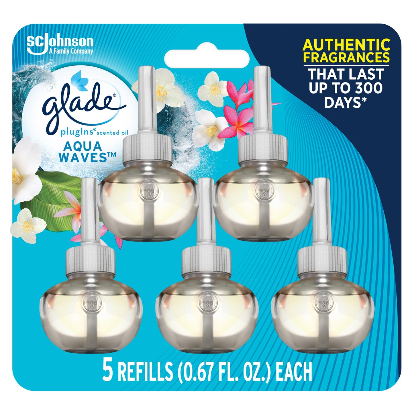 Glade PlugIns Refills Air Freshener, Scented and Essential Oils for Home and Bathroom, Apple Cinnamon, 3.35 Fl Oz, 5 Count