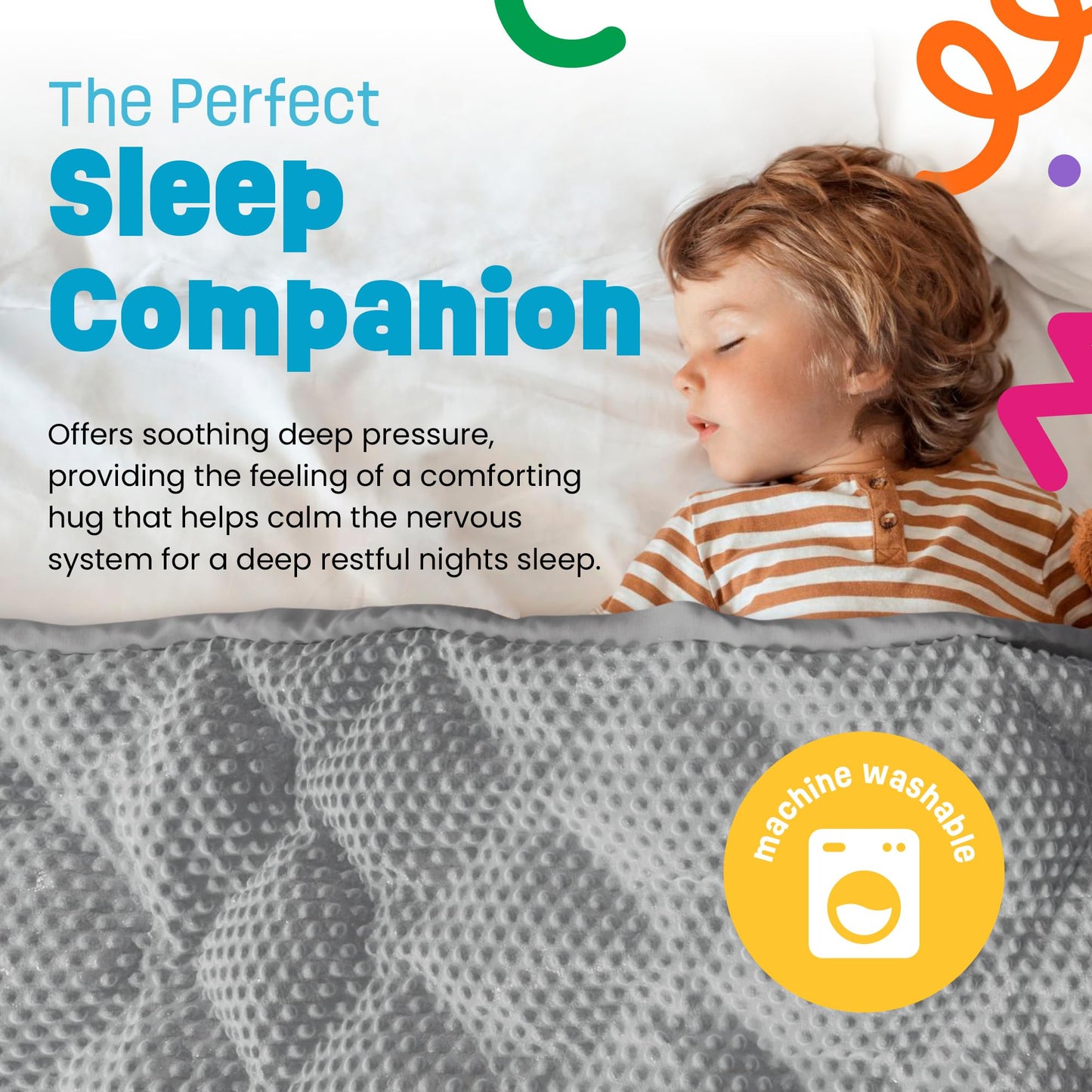 5lb Child's Weighted Blanket - Kids Weighted Blanket 5 Pounds (36" x 48") - Cute Dotted Texture Sensory Blanket - 5 lbs Weight Blanket for Kids Ages 4 to 7 - Machine Washable, Travel Friendly (Blue)