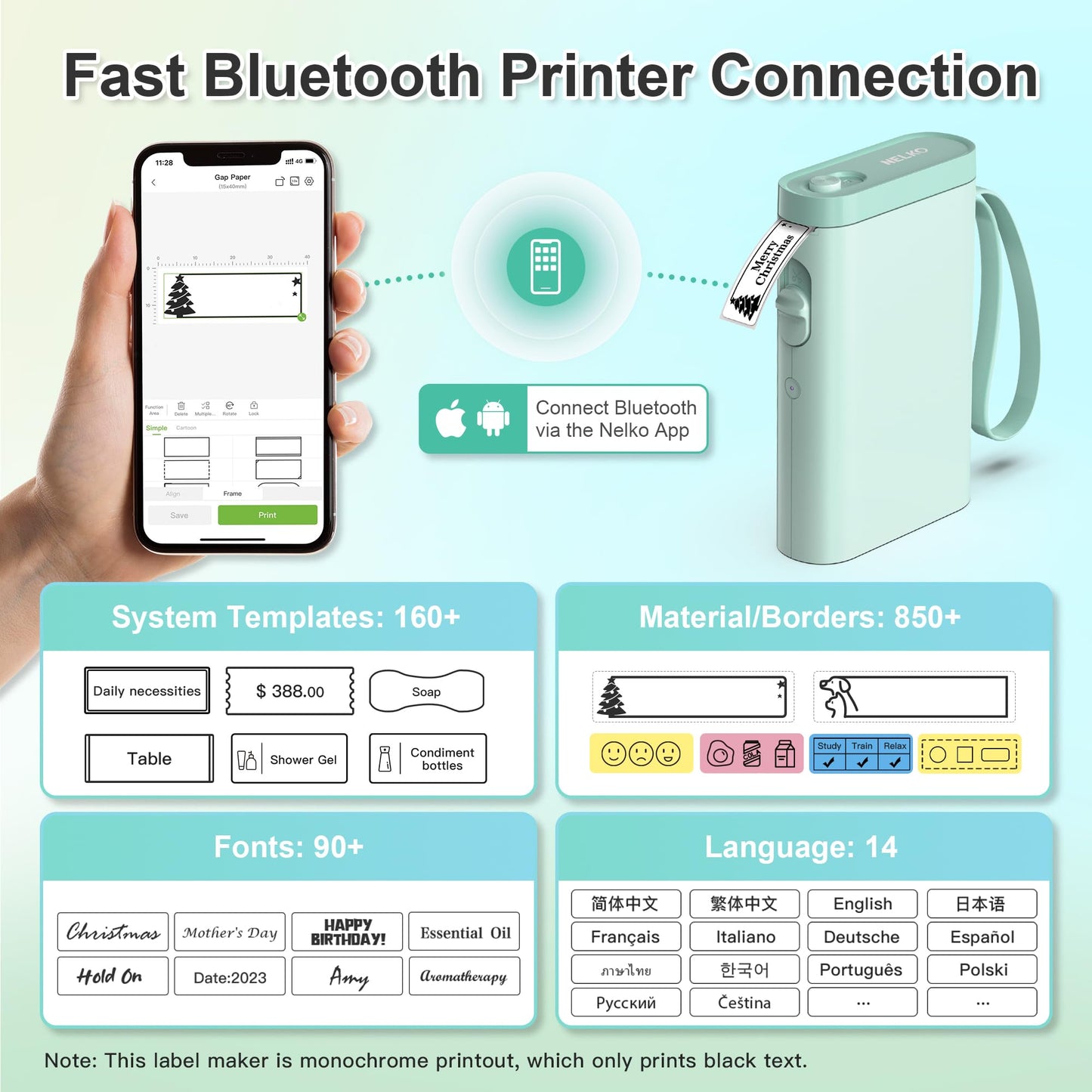 Nelko Label Maker Machine with Tape, P21 Bluetooth Label Printer, Wireless Mini Label Makers with Multiple Templates for Organizing Office Home, White