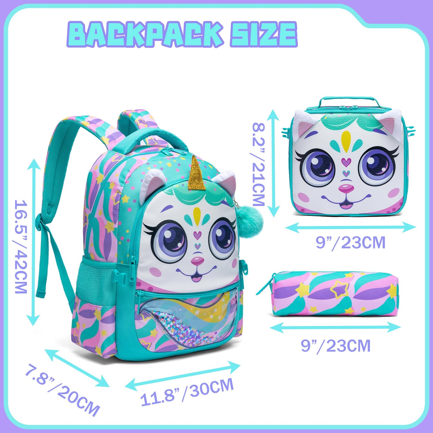 Meetbelify Backpacks for Girls,Kids School Backpacks with Lunch Box for Elementary Preschool Students Cute Panda Sequin Travel Backpack 3 in 1 Bookbag Set for Girls