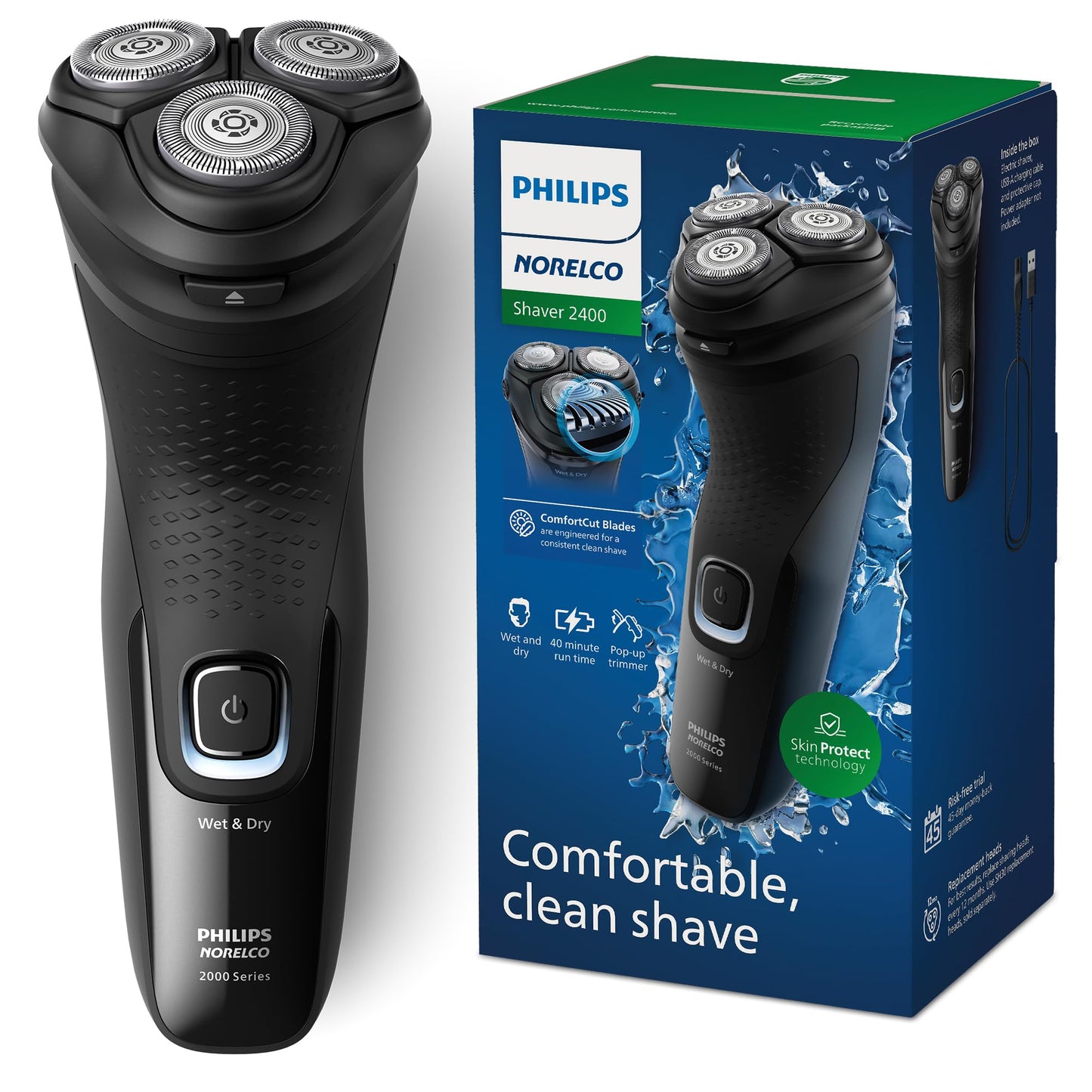 Philips Norelco Shaver 2400, Rechargeable Cordless Electric Shaver with Pop-Up Trimmer, X3001/90