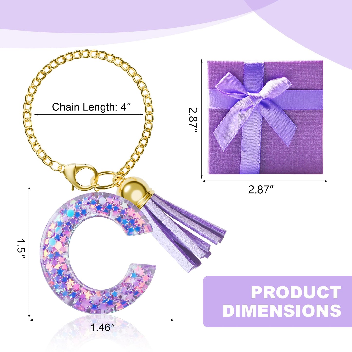 Letter Charm for Stanley Cup, 1PCS Purple Tumbler Accessories Charm for Handle, Initial Charm for Girls Women