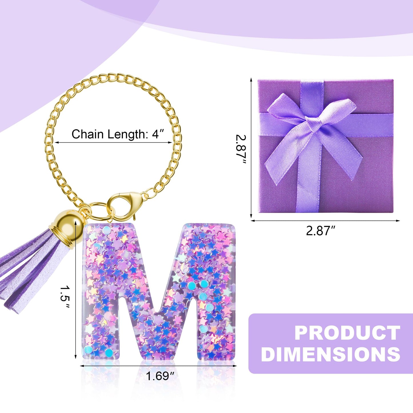 Letter Charm for Stanley Cup, 1PCS Purple Tumbler Accessories Charm for Handle, Initial Charm for Girls Women