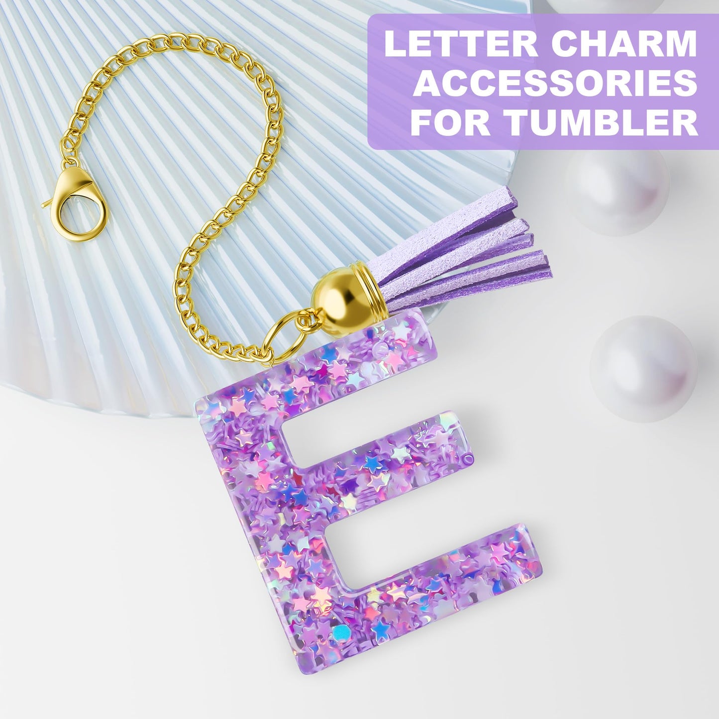 Letter Charm for Stanley Cup, 1PCS Purple Tumbler Accessories Charm for Handle, Initial Charm for Girls Women