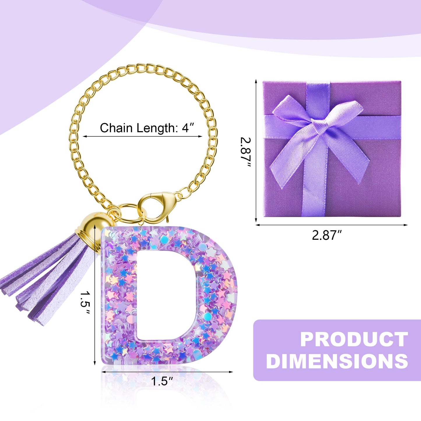 Letter Charm for Stanley Cup, 1PCS Purple Tumbler Accessories Charm for Handle, Initial Charm for Girls Women