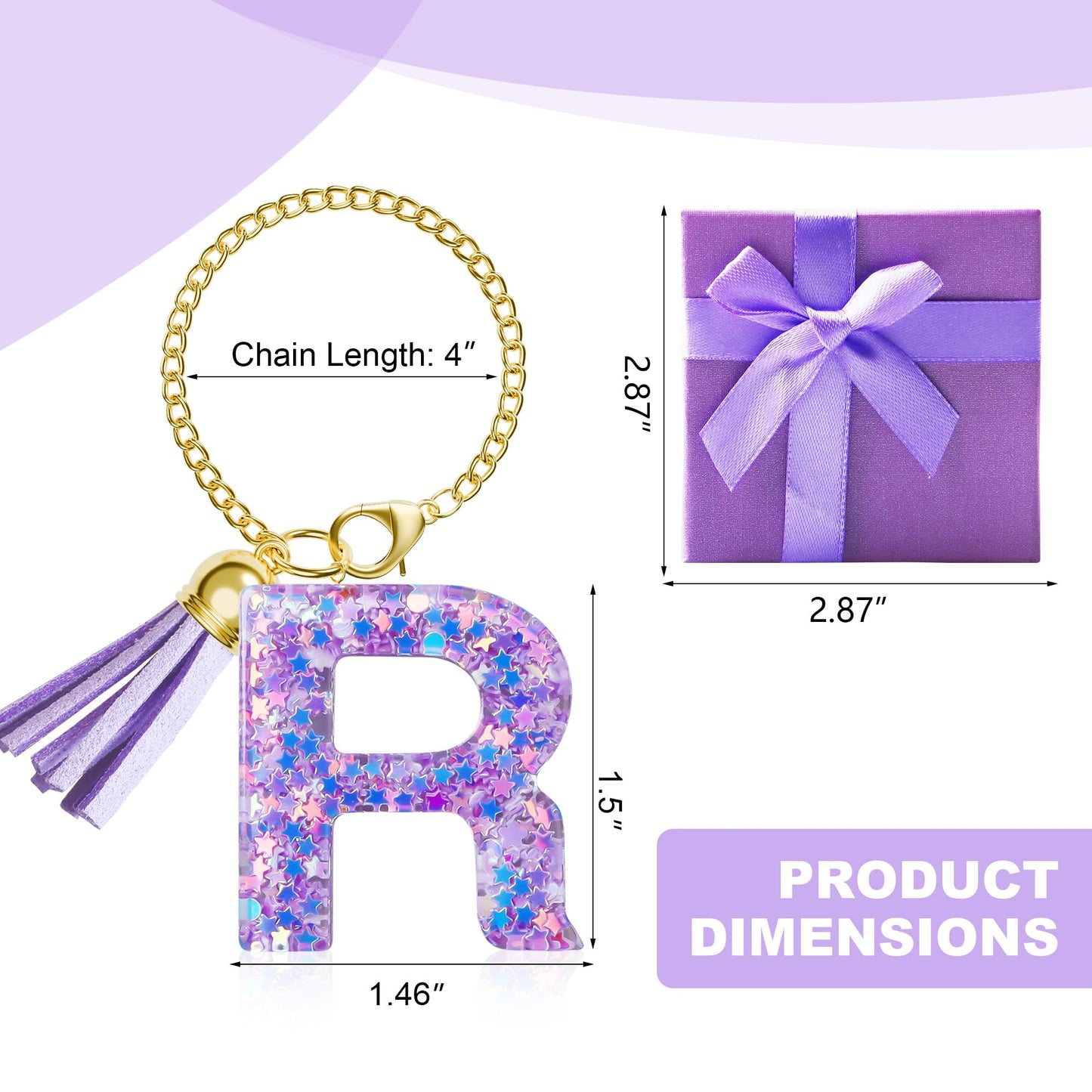 Letter Charm for Stanley Cup, 1PCS Purple Tumbler Accessories Charm for Handle, Initial Charm for Girls Women