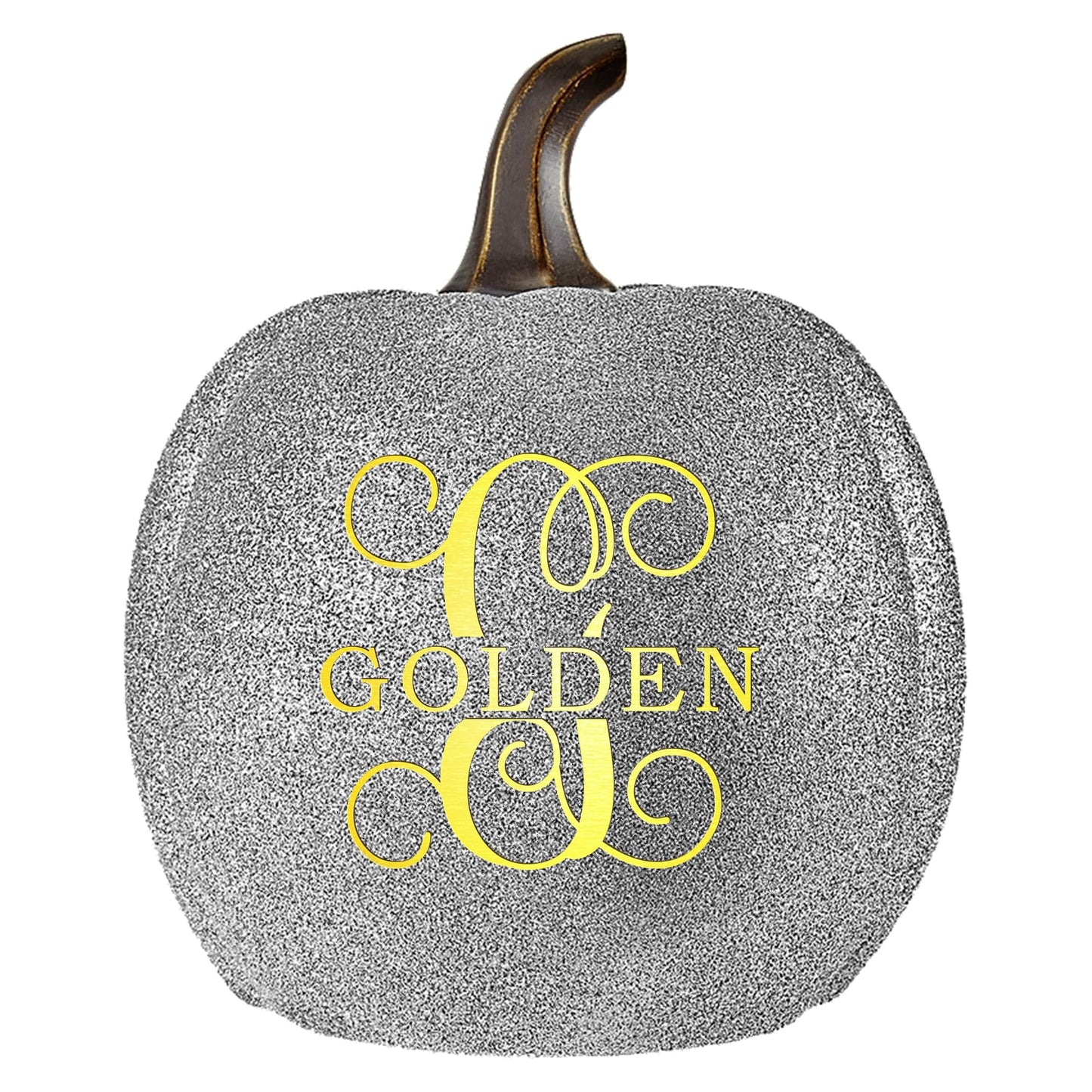 Let's Make Memories Personalized Light Up Pumpkin Decor Outdoor - Your Name & Initial on a Custom Pumpkin - Halloween Fall Decoration - Jack o Lantern - Outside or Inside - Large - Silver Glitter