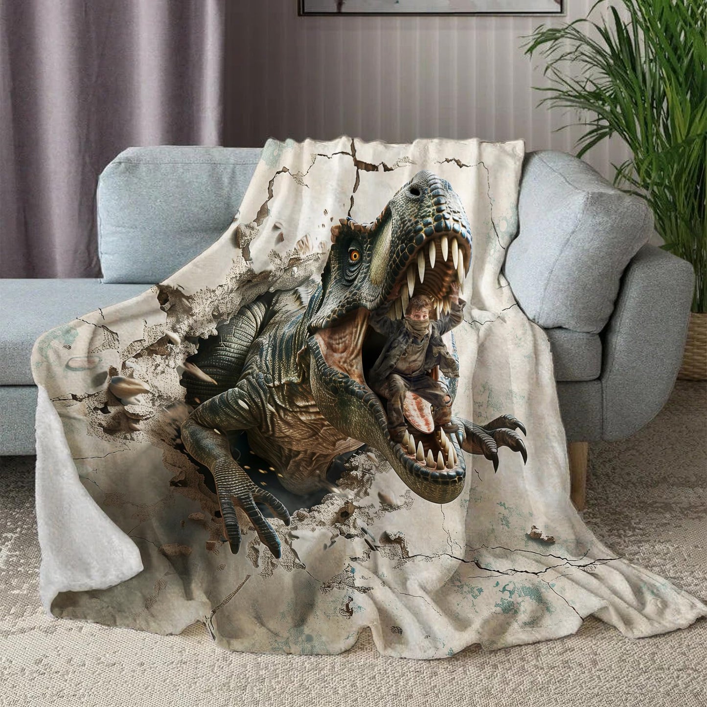 Dinosaur Blanket for Boys Kids 350GSM Soft Flannel Blanket for Boys Children's Toys are Suitable for Beds, Sofas, Outdoor Camping and School Lunch Break 50 * 60in