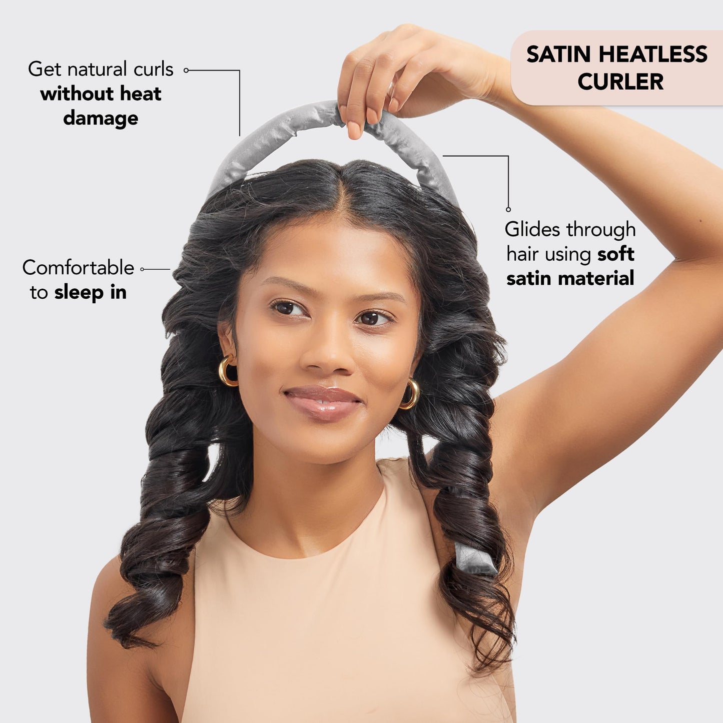 Kitsch Satin Heatless Curling Set - Heatless Hair Curlers to Sleep in - Heatless Curls Overnight - Heatless Curling Rod - No Heat Curls Overnight - Overnight Blowout Rods - Soft Hair Rollers - Sunset