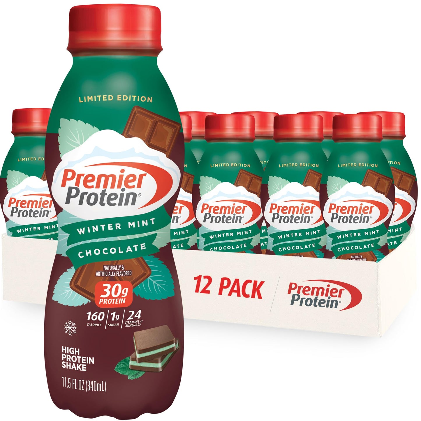 Premier Protein Shake, Chocolate, 30g Protein 1g Sugar 24 Vitamins Minerals Nutrients to Support Immune Health, 11.5 fl oz (Pack of 12)