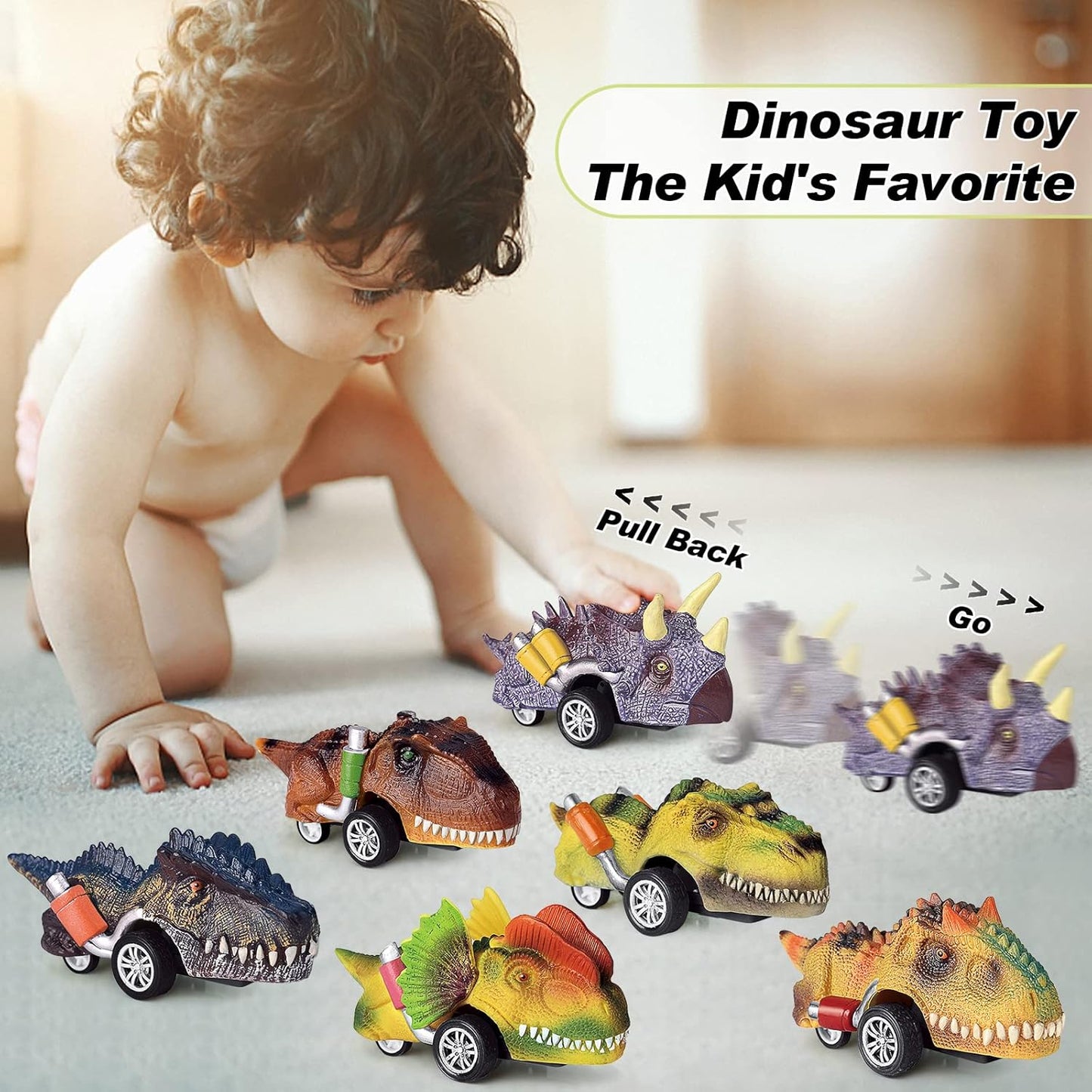 Dinosaur Toy Pull Back Cars: 6 Pack Dinosaur Toys for Kids 3-5, Dino Toys Car for 3 Year Old Boys and Toddlers, Boy Toys Age 3,4,5 and Up, Dinosaur Games Toddler Boys Girls Birthday Gifts