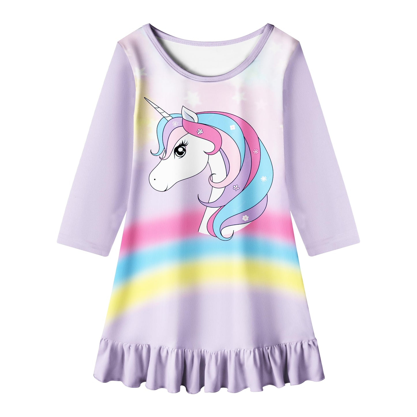 LQSZ 2Pcs Girls Nightgowns 3-10 Years Flutter Short Sleeves Nightdress Nightie Dress Sleepwear Pajamas for Little Girls