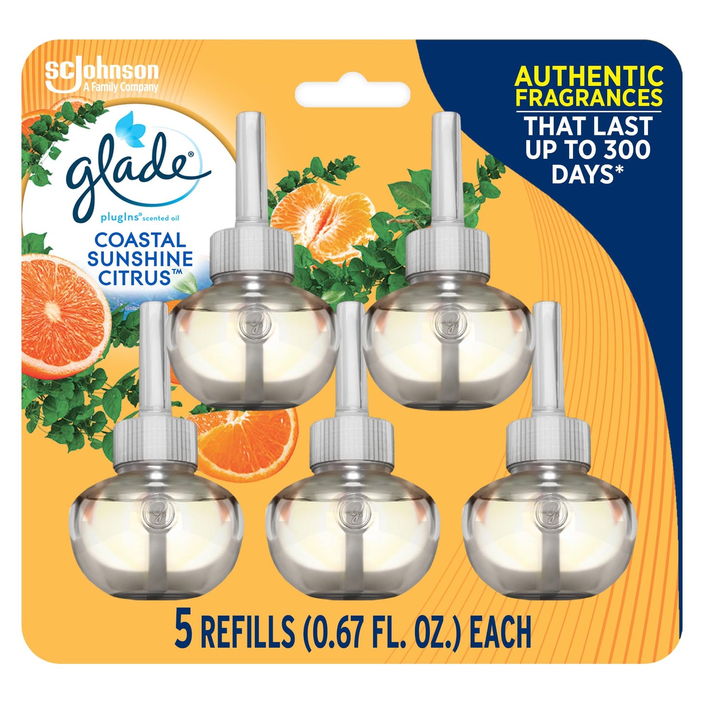 Glade PlugIns Refills Air Freshener, Scented and Essential Oils for Home and Bathroom, Apple Cinnamon, 3.35 Fl Oz, 5 Count