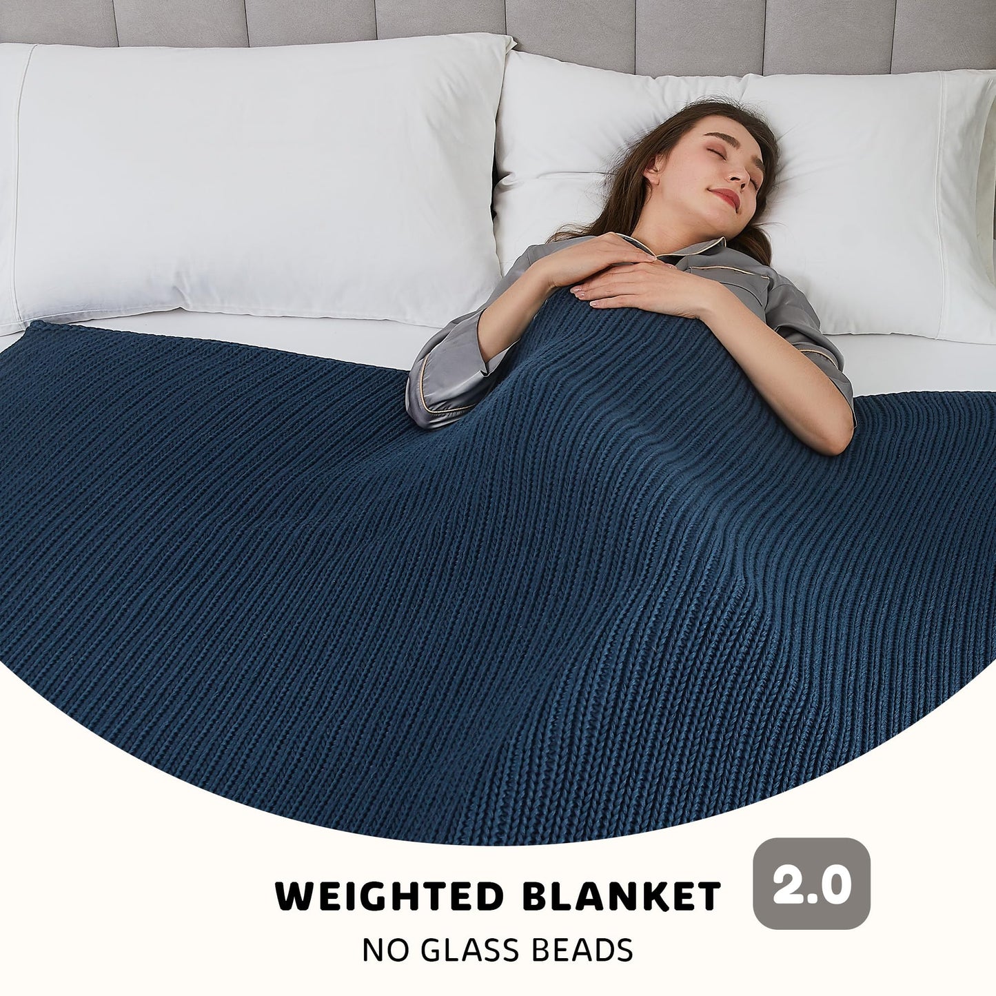 L'AGRATY Knitted Weighted Blanket - 60"x80" 15lbs Cooling Chunky Knit Heavy Blanket for Adults Braided Crochet Throw Thick Cable Yarn Knit Decorative Blanket No Beads Evenly Weighted Machine Washable