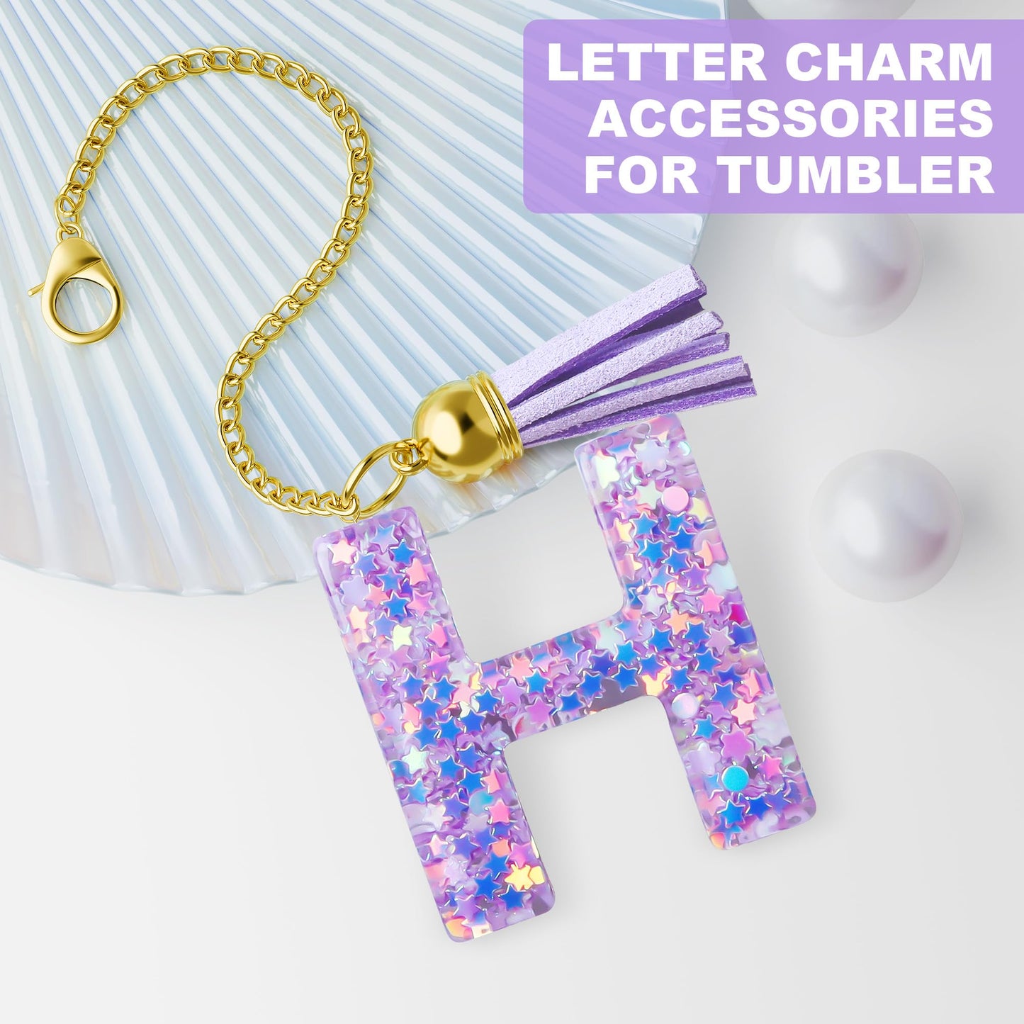 Letter Charm for Stanley Cup, 1PCS Purple Tumbler Accessories Charm for Handle, Initial Charm for Girls Women