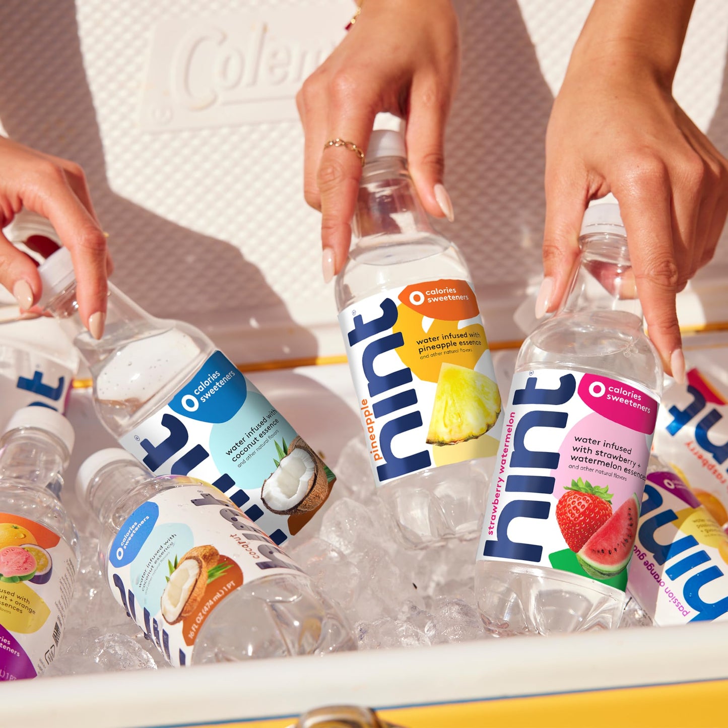 Hint Water Red Variety Pack, 3 Bottles Each of: Peach, Raspberry, Watermelon, and Strawberry Lemon, Zero Calories, Zero Sugar and Zero Sweeteners, 16 Fl Oz (Pack of 12)